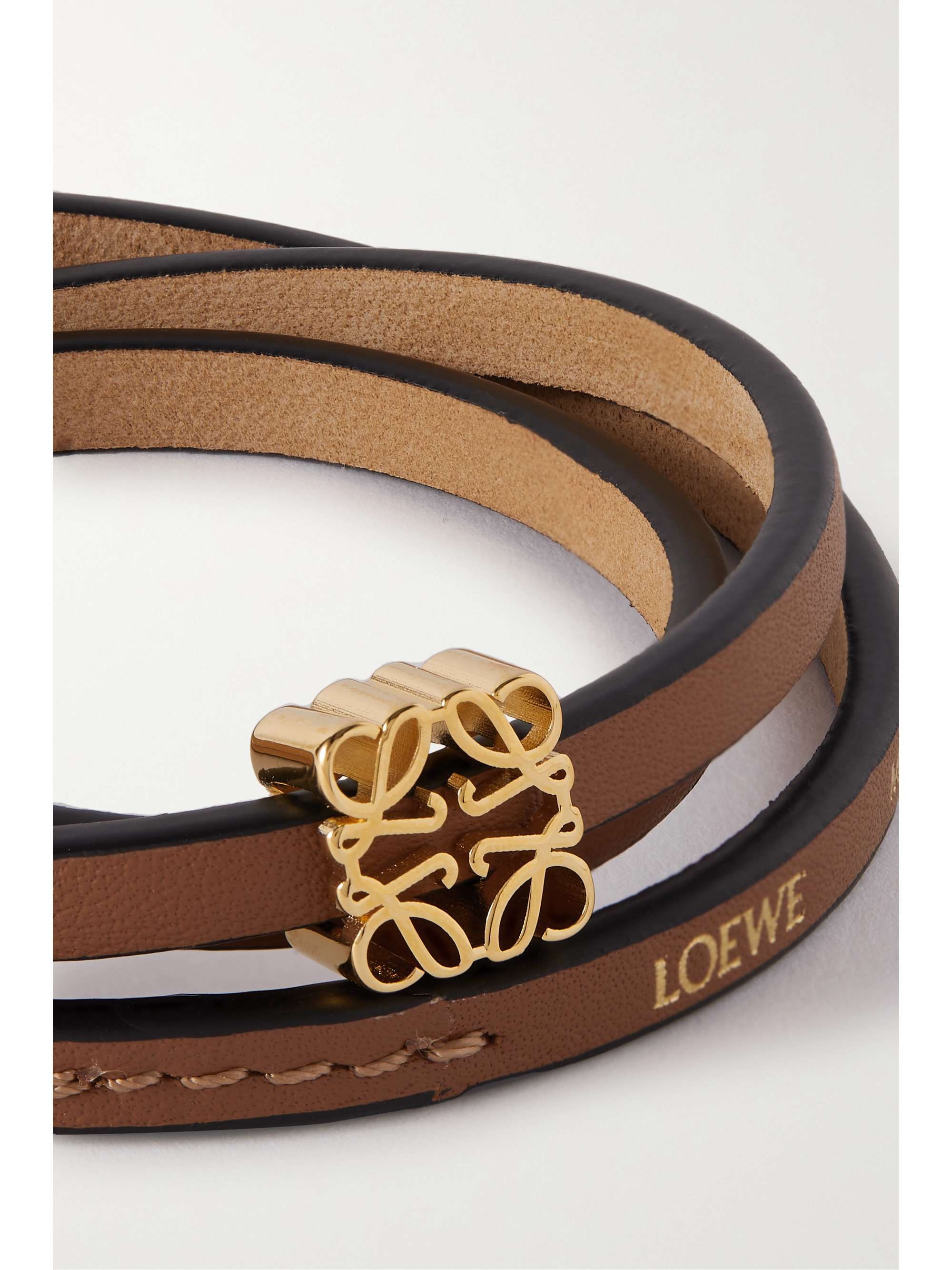 LOEWE + Paula's Ibiza leather and gold-tone wrap bracelet