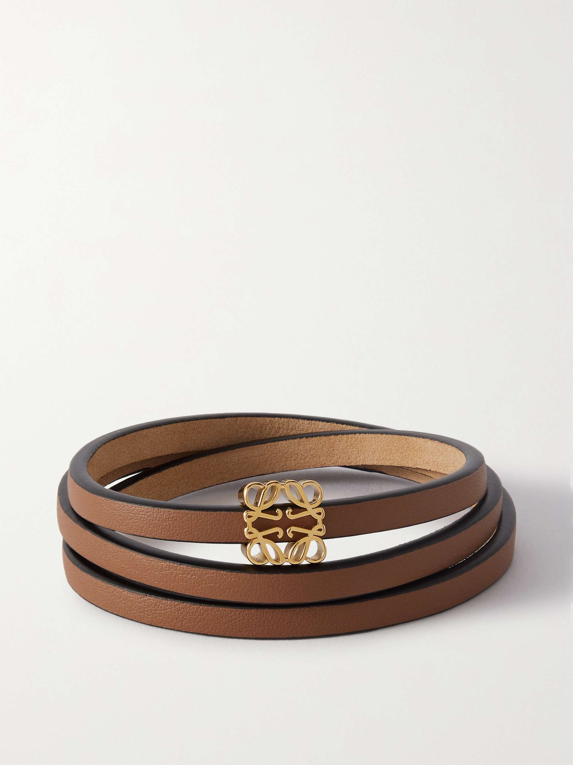 LOEWE + Paula's Ibiza leather and gold-tone wrap bracelet