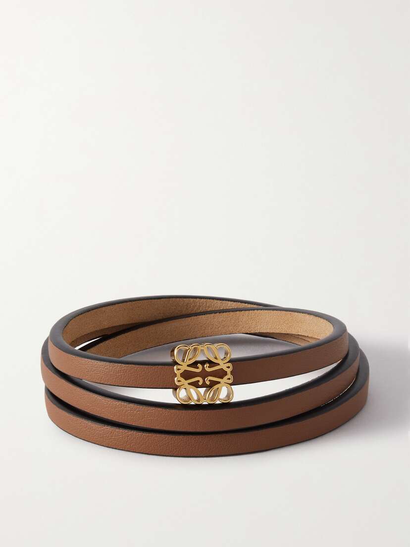 Loewe + Paula's Ibiza Leather And Gold-tone Wrap Bracelet