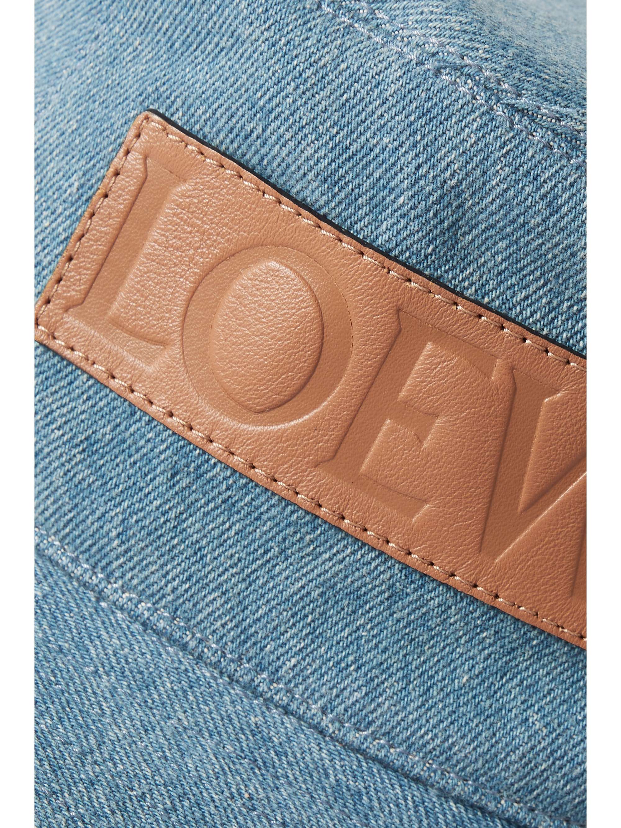 LOEWE + Paula's Ibiza leather-trimmed frayed denim bucket hat