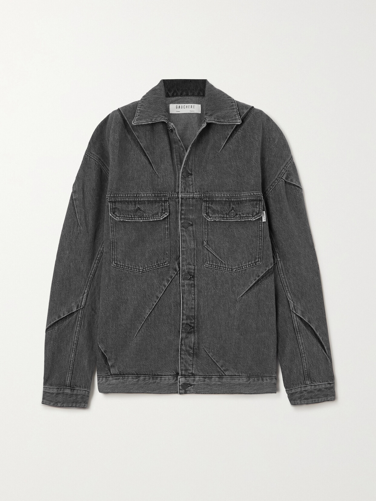 GAUCHERE - Pleated Denim Jacket - Gray