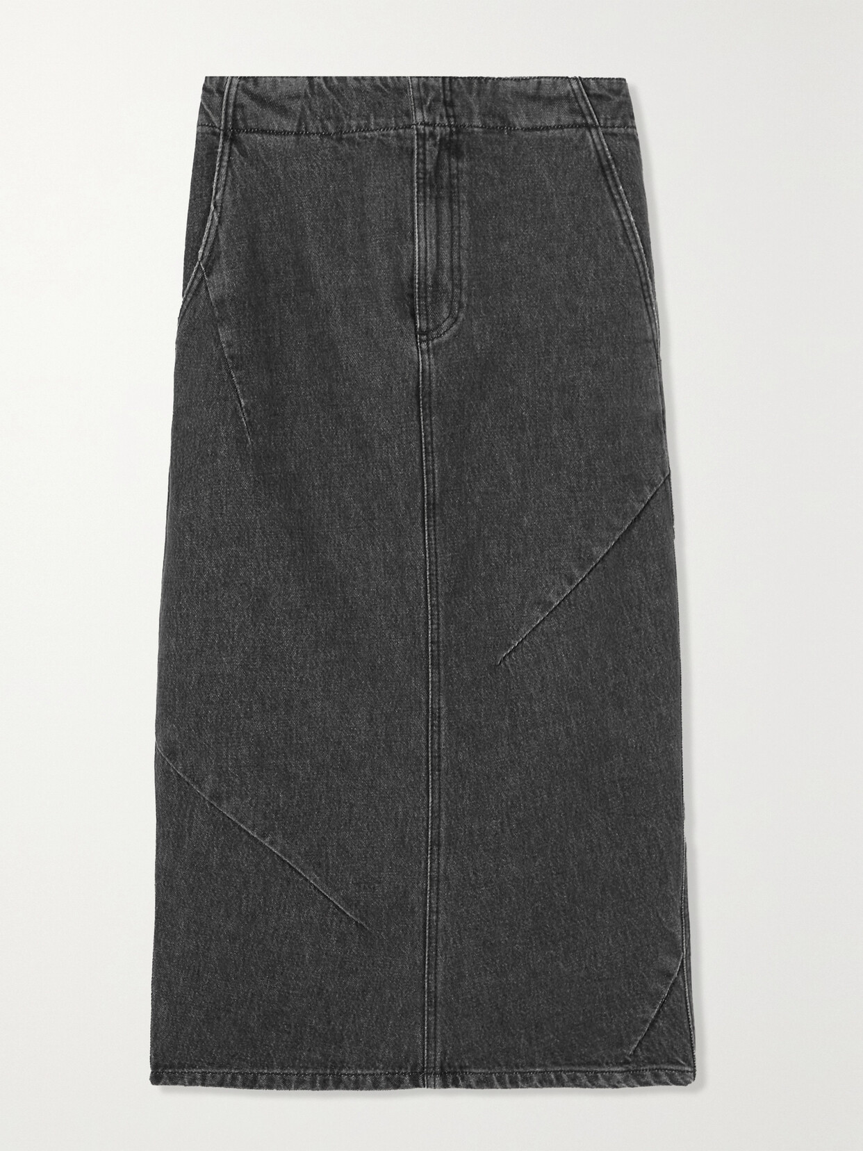 GAUCHERE - Paneled Denim Midi Skirt - Gray