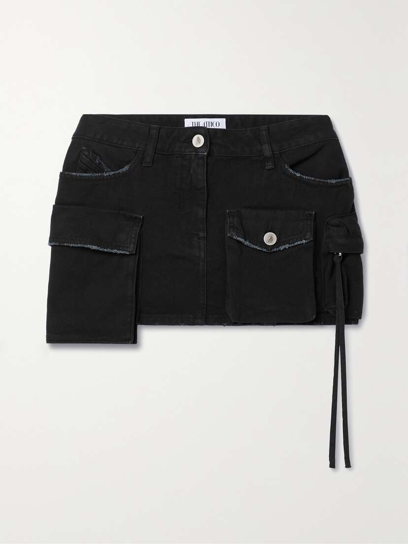 The Attico Fay Asymmetric Denim Mini Skirt