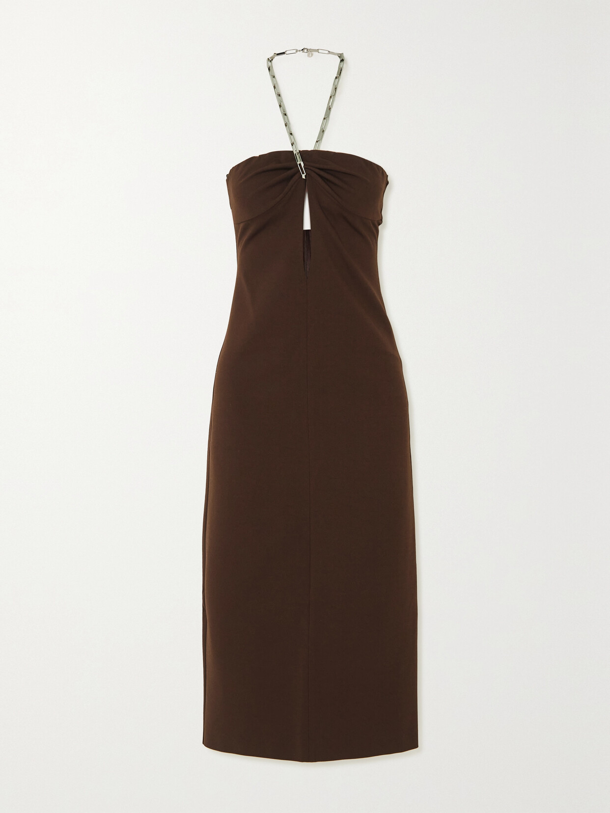 The Attico - Giona Cutout Stretch-jersey Halterneck Midi Dress - Brown