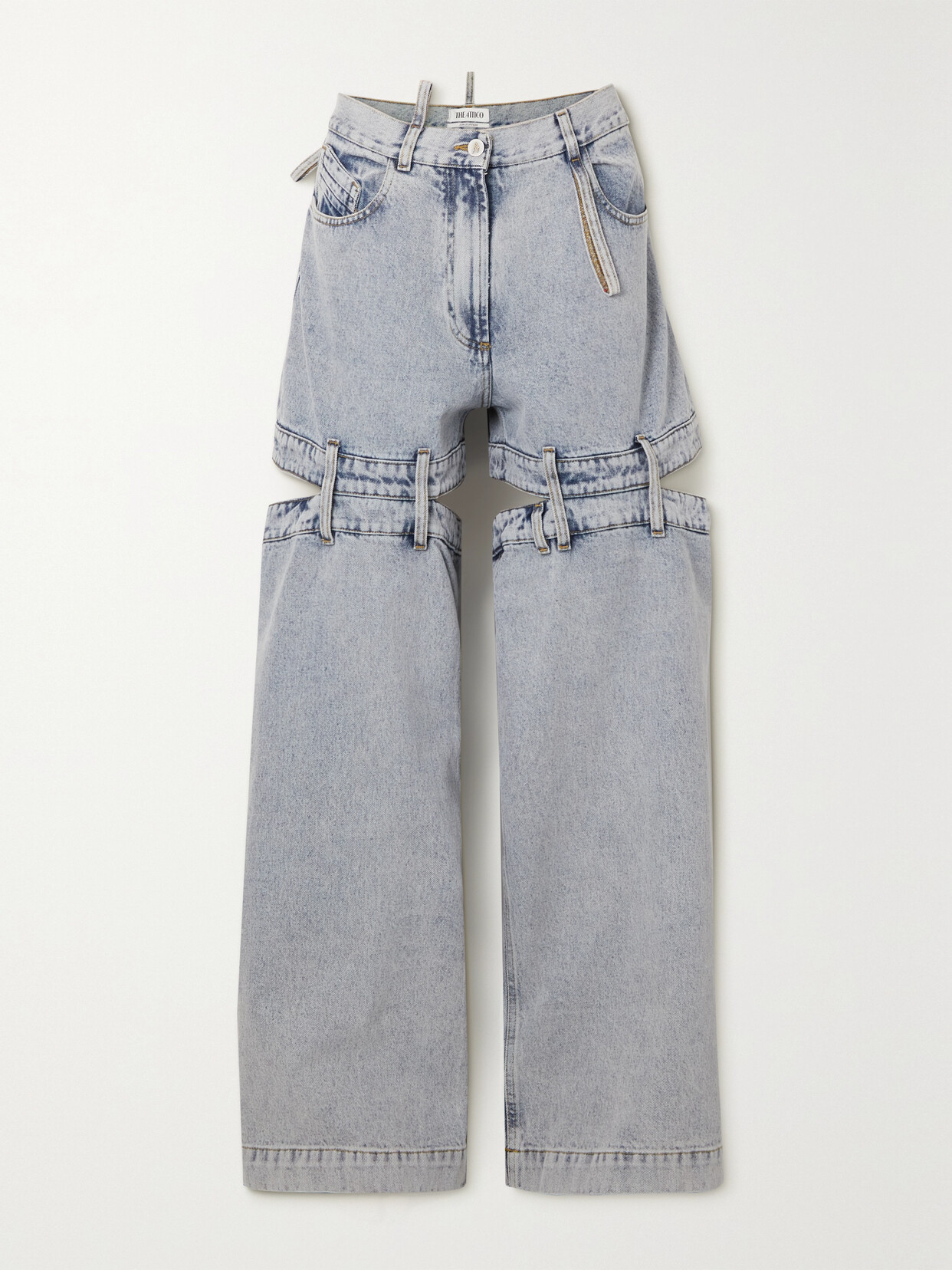 Attico Ashton Long Pants With Split Detail In Blue