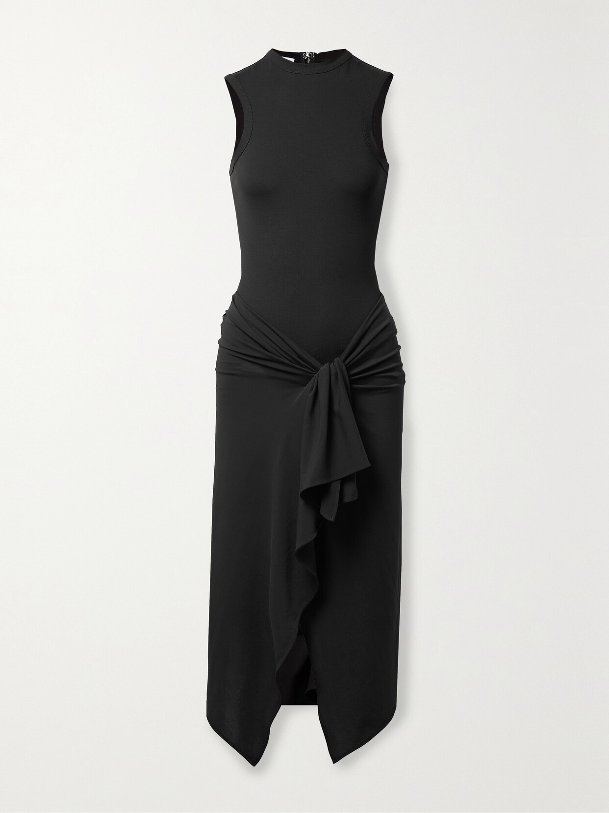 The Attico Mirna Cutout Draped Jersey Midi Dress - Black