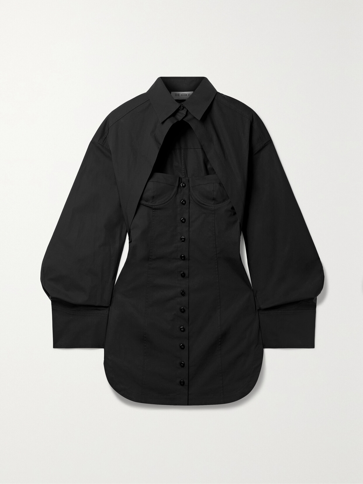 Attico Bustier-style Button-up Shirt In Black