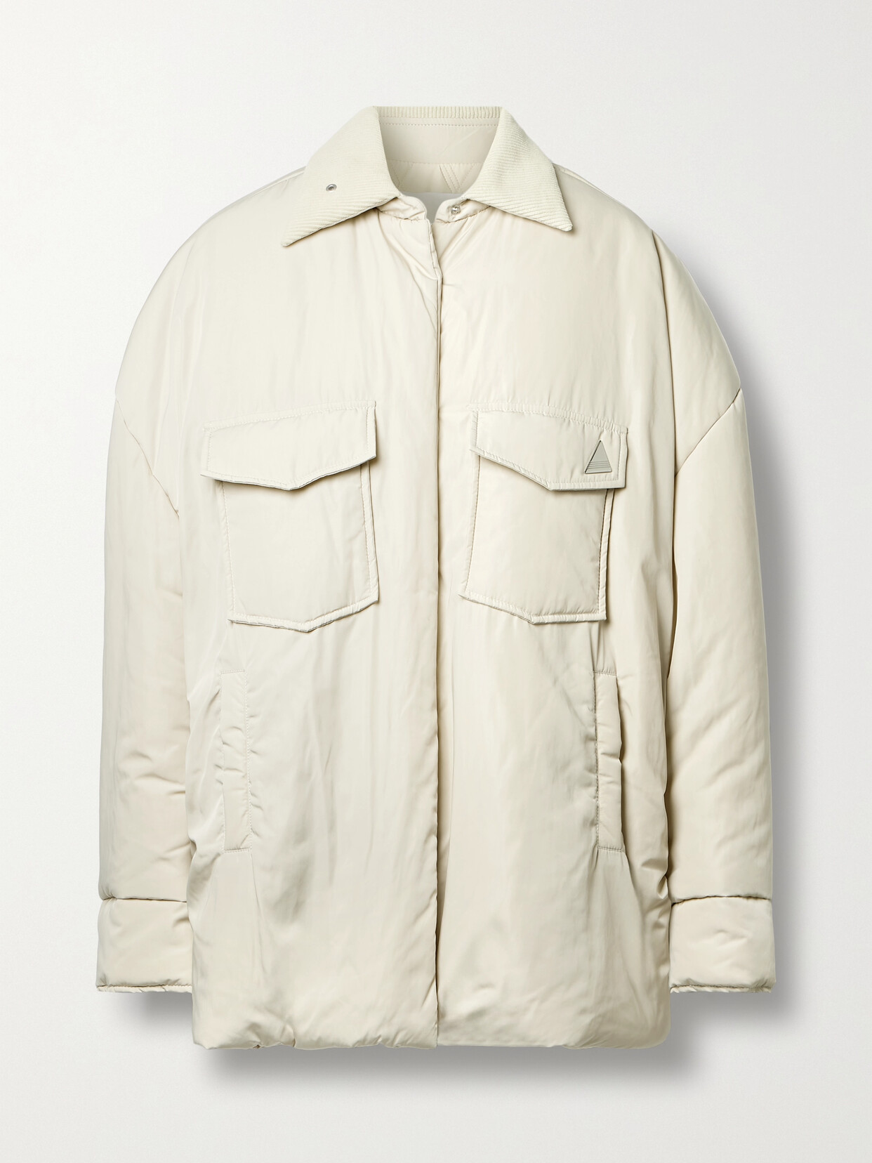 Shop Attico Cotton Corduroy-trimmed Padded Shell Jacket In Ivory