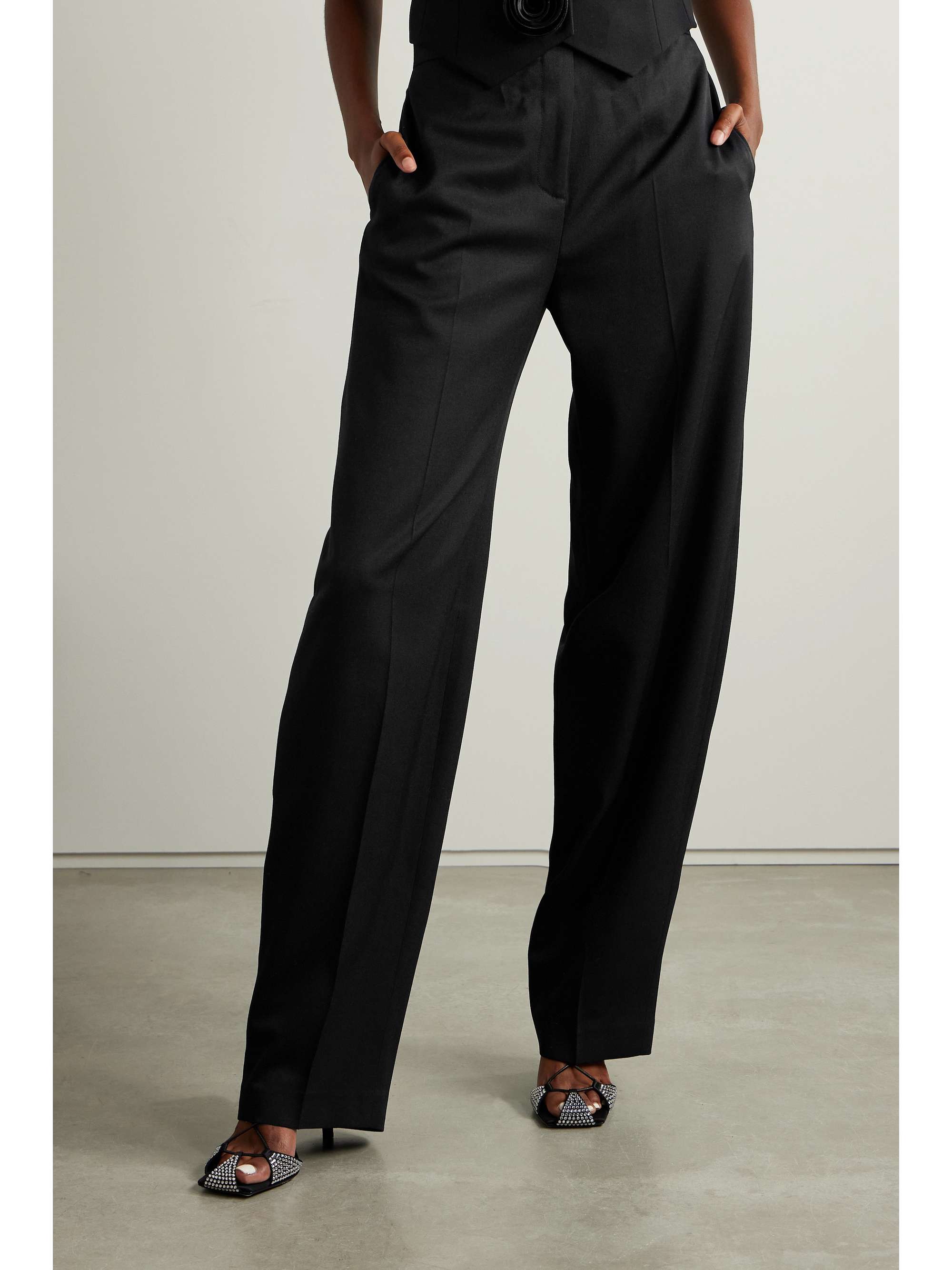 THE ATTICO Jagger stretch-wool twill straight-leg pants | NET-A-PORTER