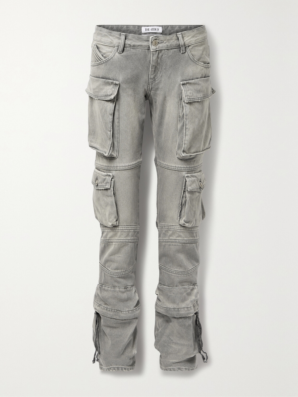 Shop Attico Essie Distressed Low-rise Straight-leg Jeans In Gray