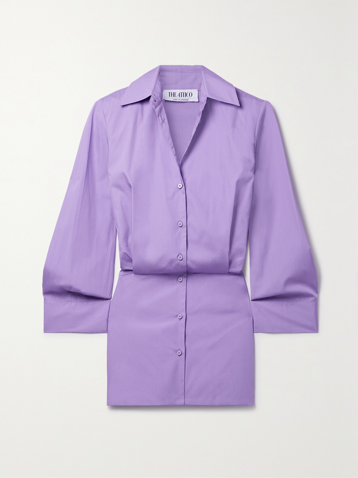 Shop Attico Margot Cotton-poplin Mini Shirt Dress In Purple