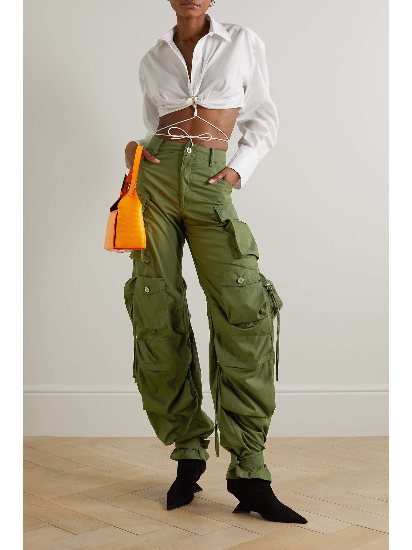 THE ATTICO Fern canvas straight-leg cargo pants