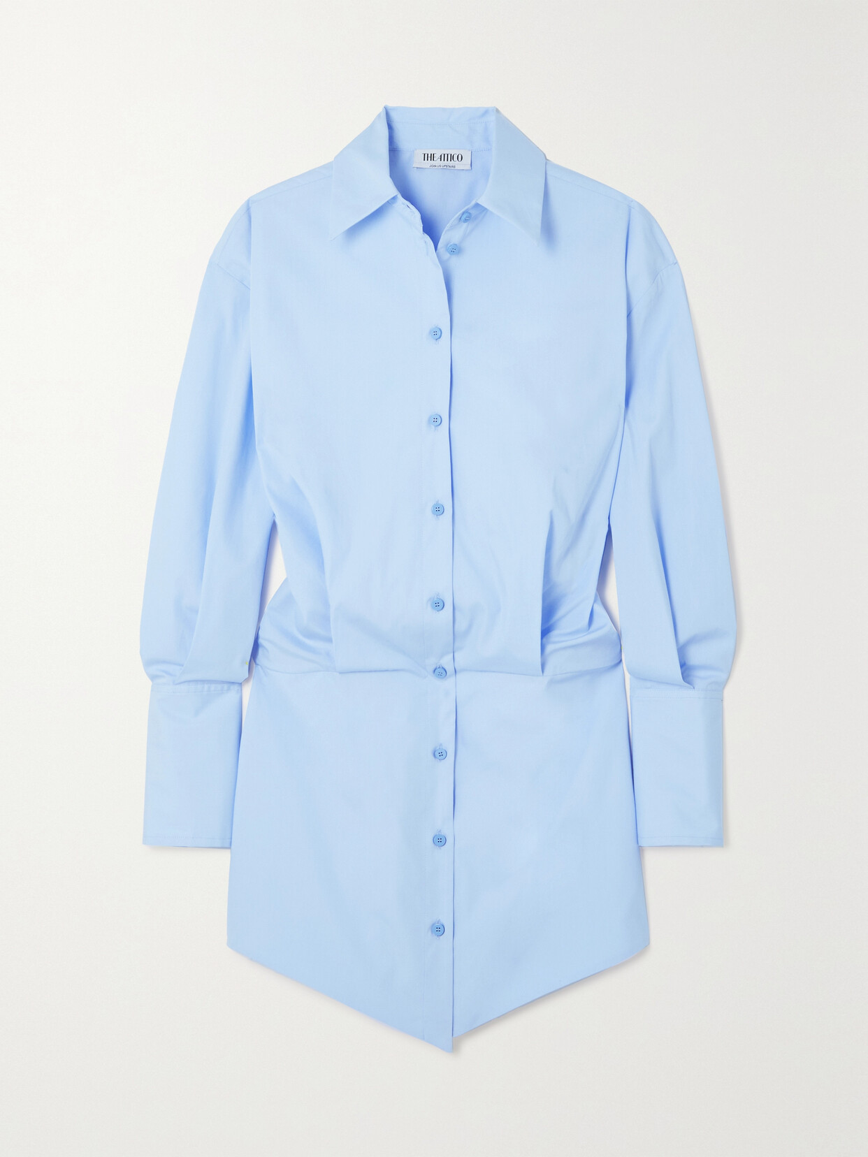 The Attico - Silvye Cotton-poplin Mini Shirt Dress - Blue