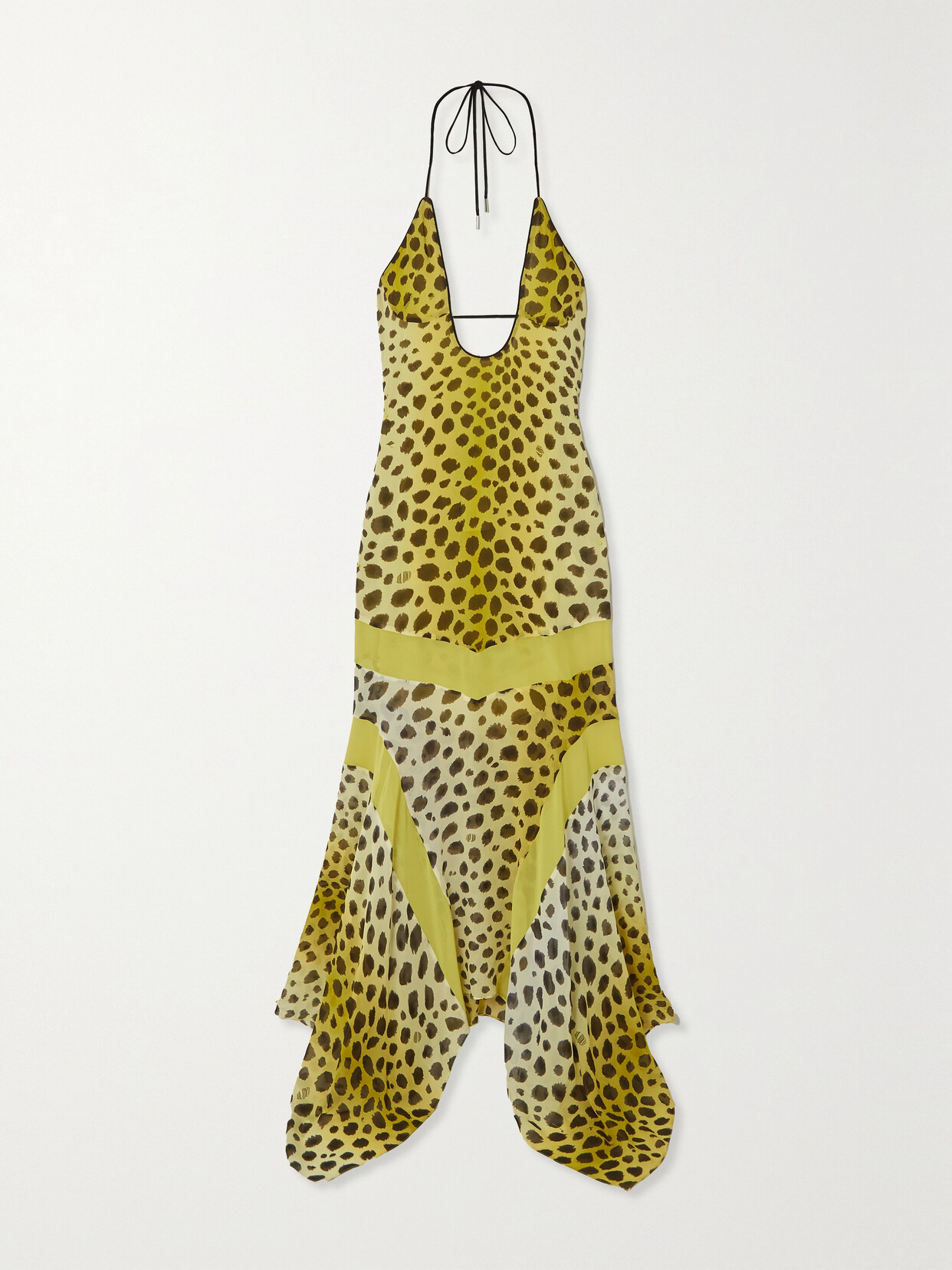 The Attico Saskia Leopard-print Chiffon Halterneck Midi Dress