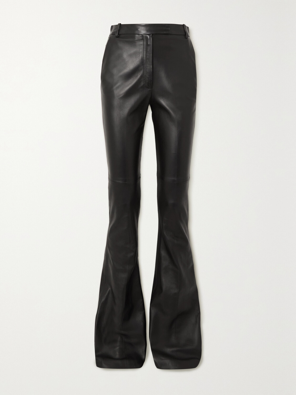 Shop Attico Piaf Leather Flared Pants In Black