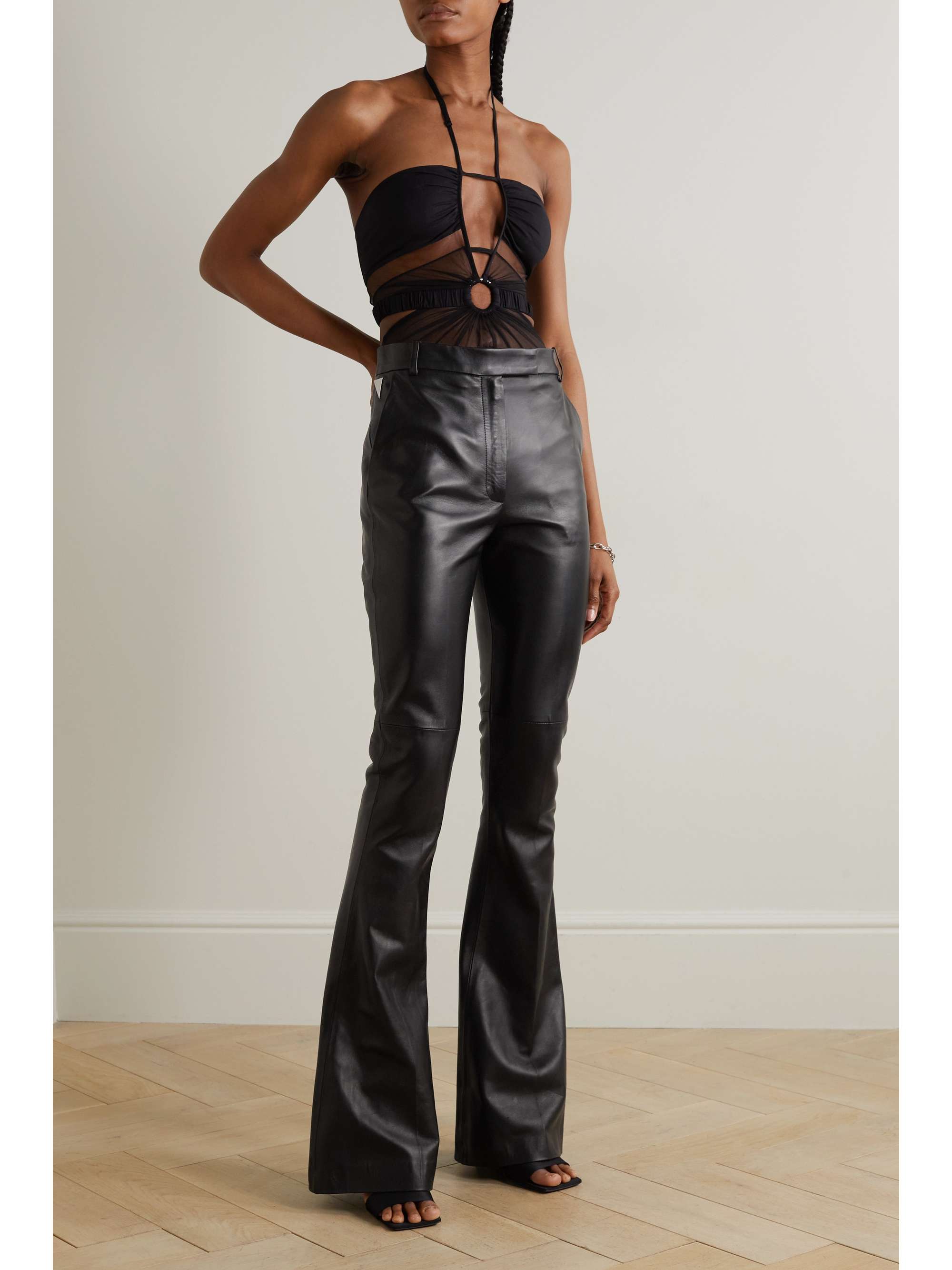 THE ATTICO Piaf leather flared pants