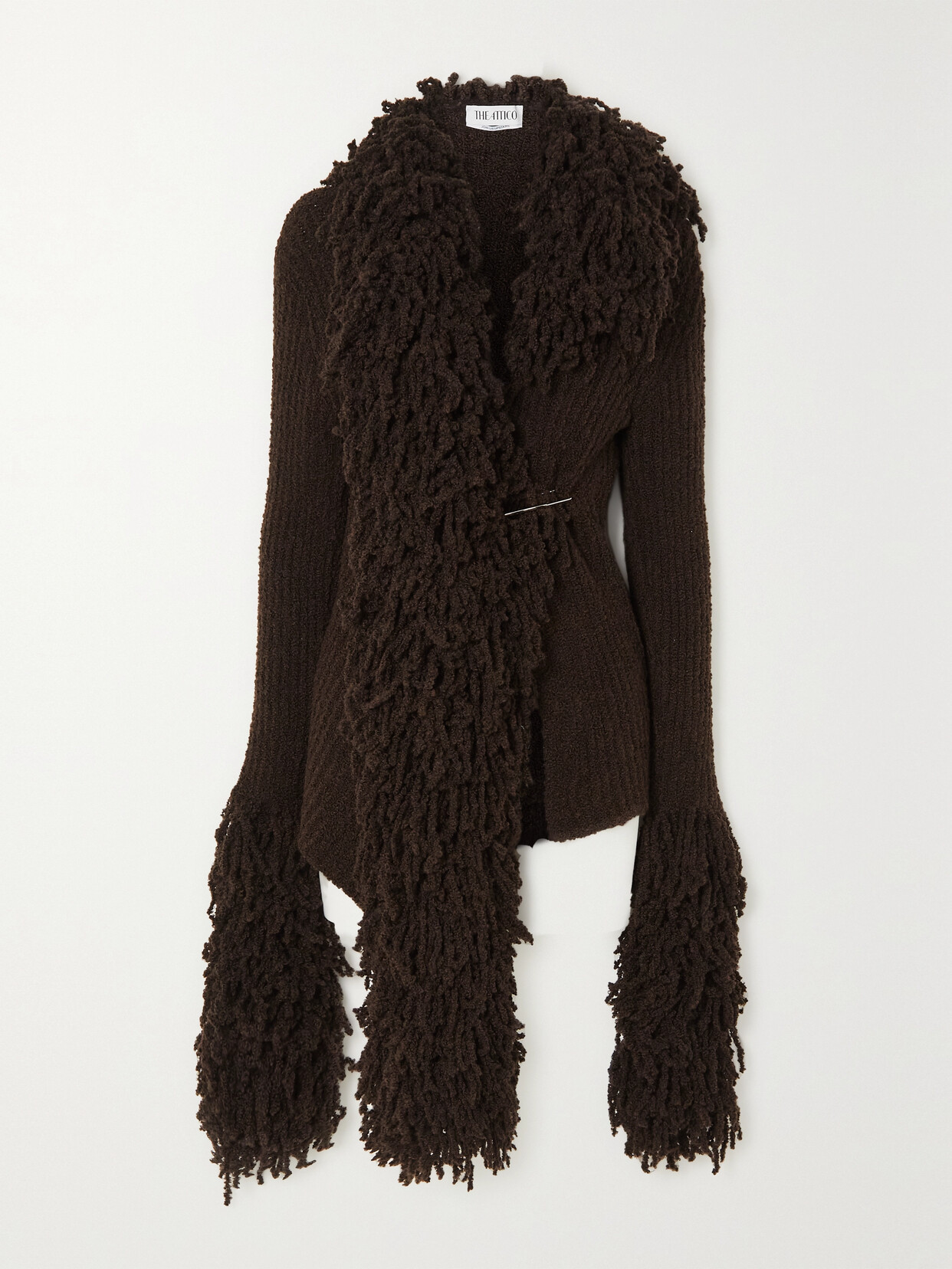 The Attico - Rhona Fringed Wool-blend Cardigan - Brown