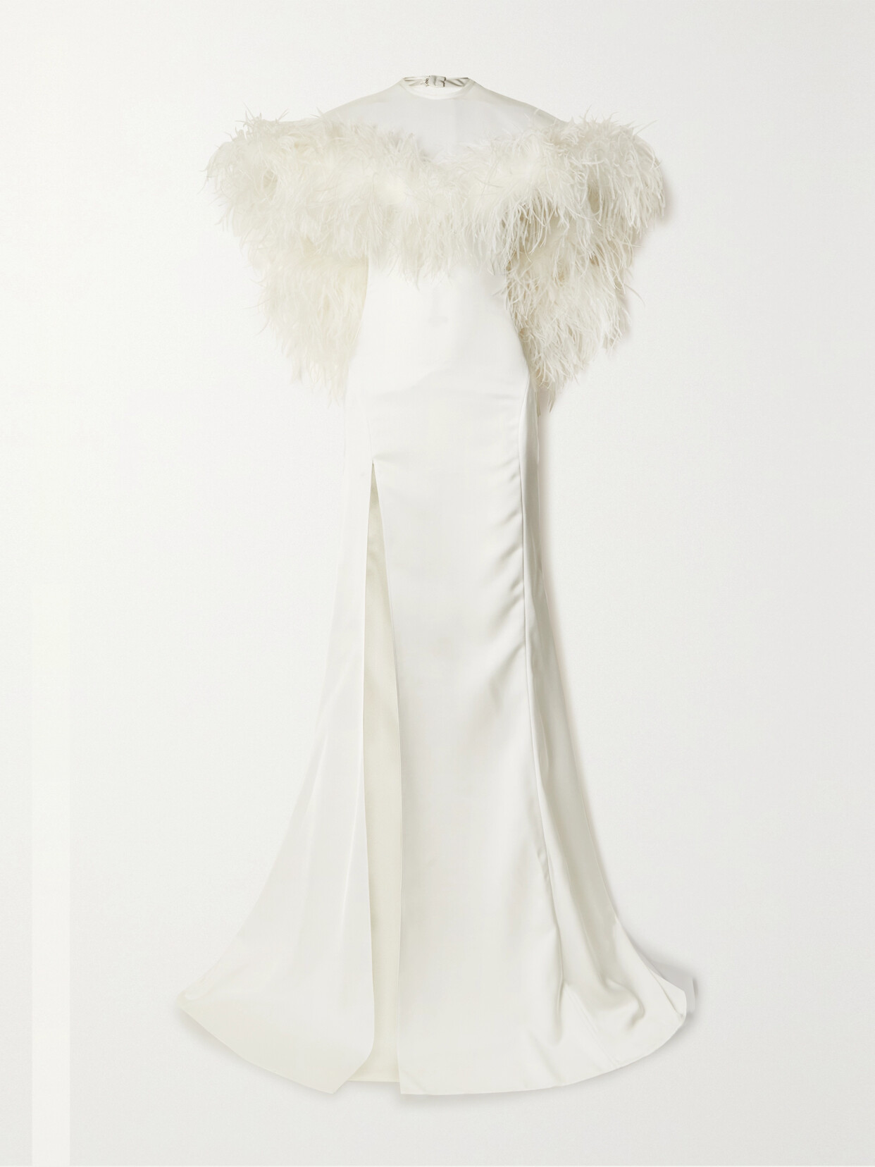 Attico Feather-trimmed Gown In White
