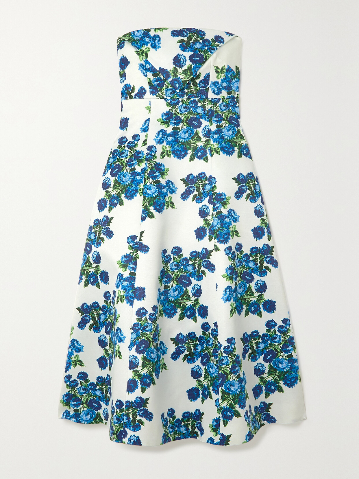 Emilia Wickstead - Simran Strapless Floral-print Taffeta Midi Dress - Blue