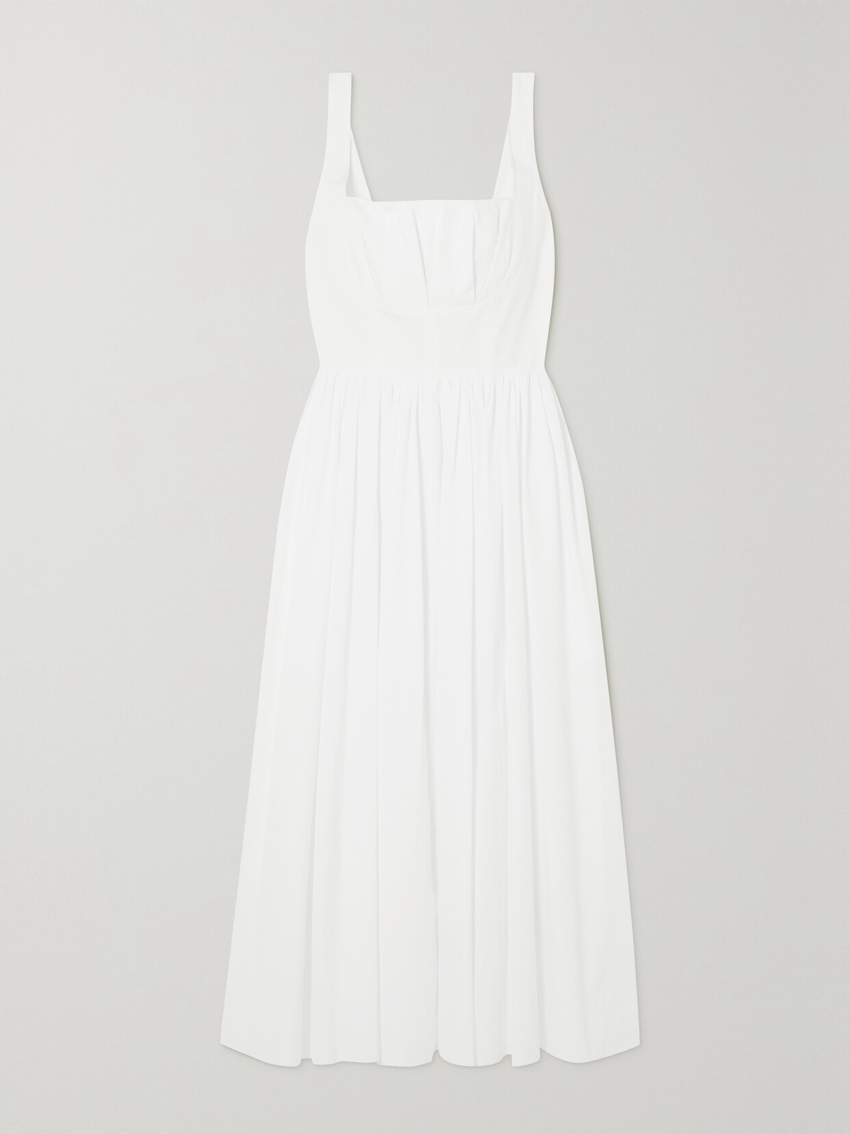 EMILIA WICKSTEAD TERRY GATHERED COTTON-POPLIN MIDI DRESS