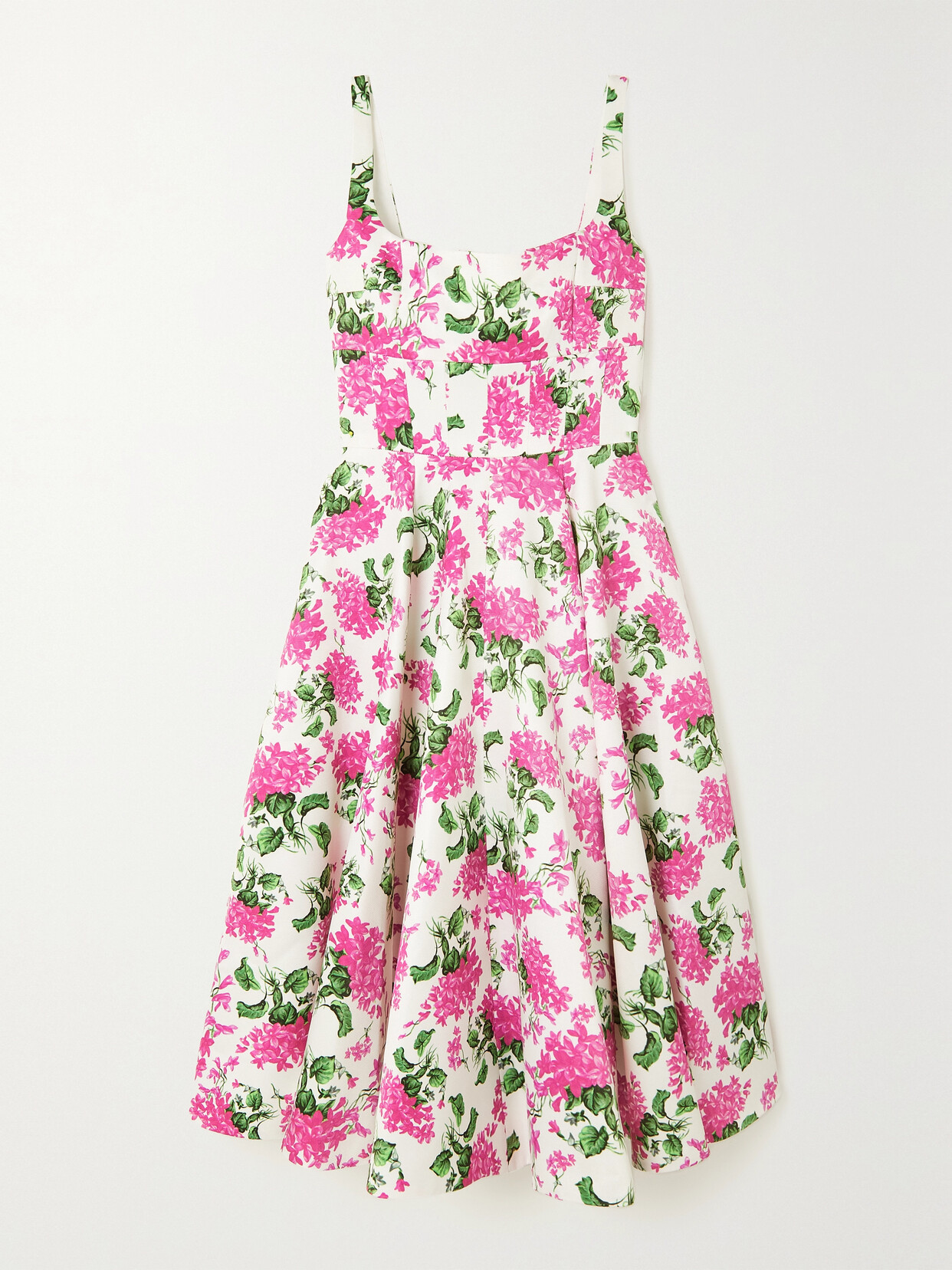 EMILIA WICKSTEAD MONA FLORAL-PRINT FAILLE MIDI DRESS