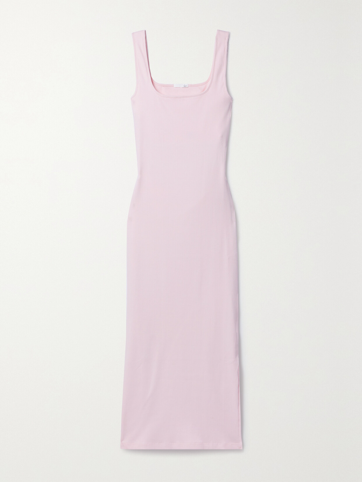 Skin Isha Cutout Ribbed Pima Cotton-jersey Midi Dress In Pink