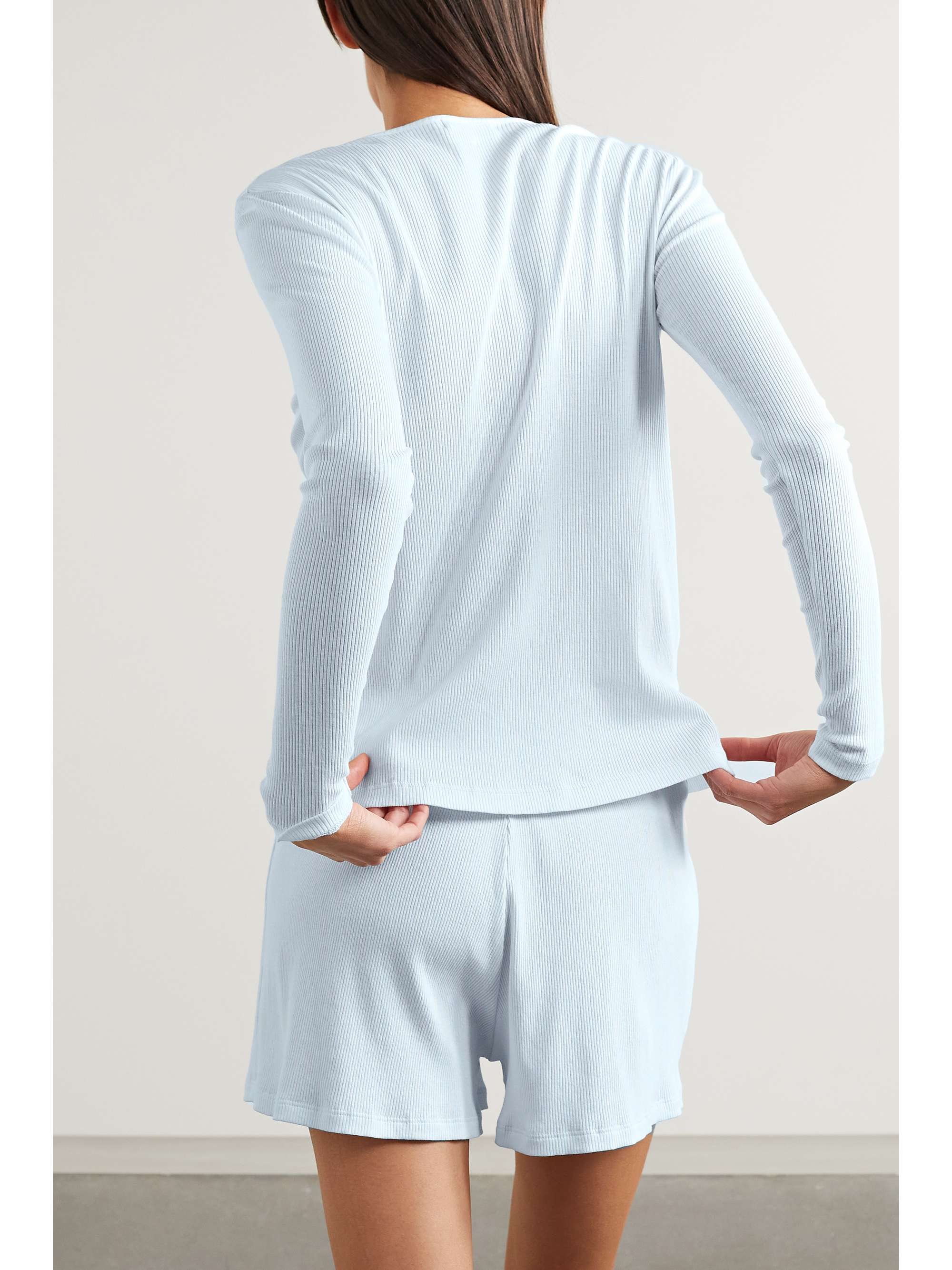 SKIN Rayne and Regan ribbed Pima cottonjersey pajama set NETAPORTER