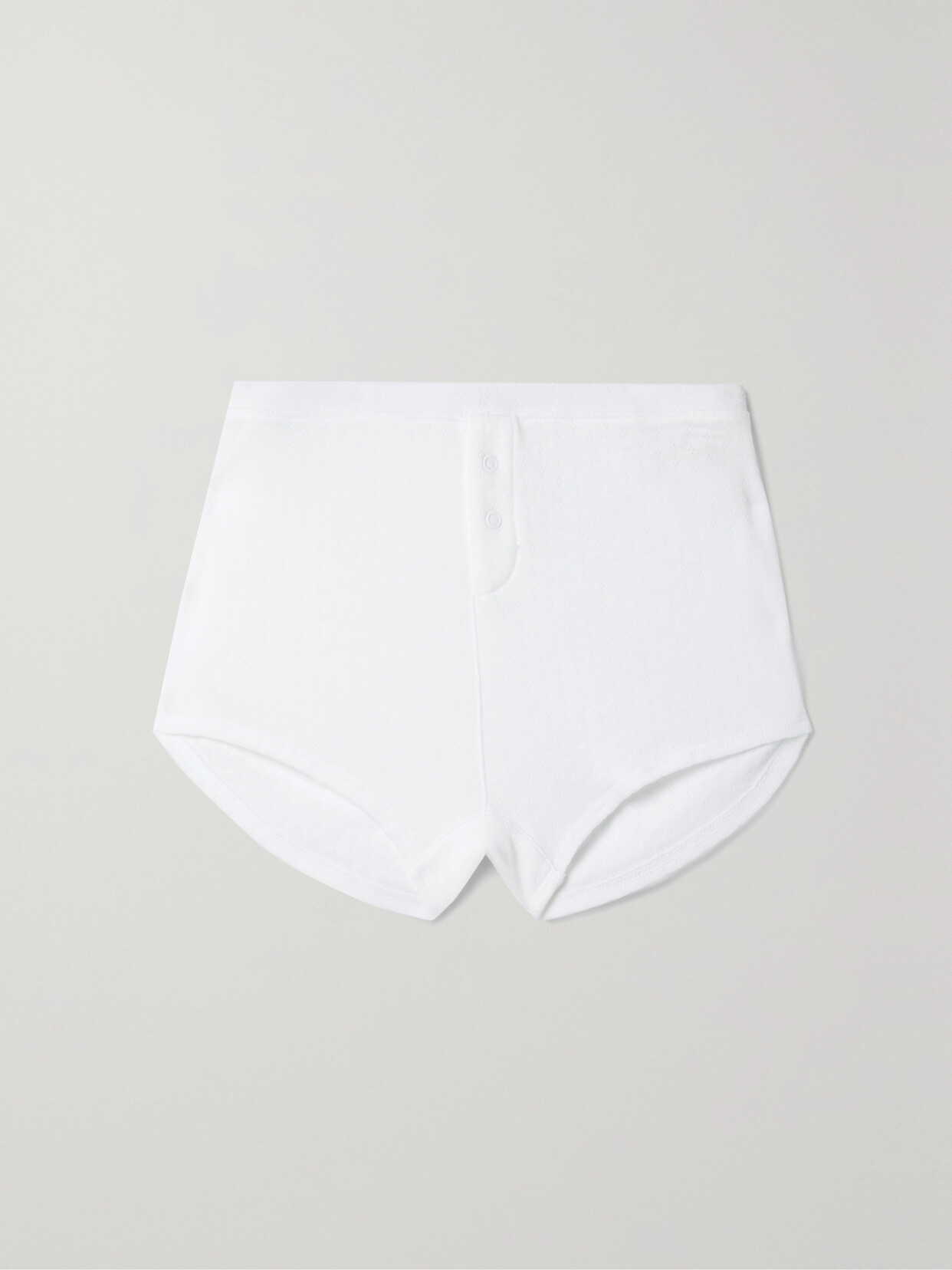 Skin Petra Pointelle-knit Organic Cotton Shorts In White