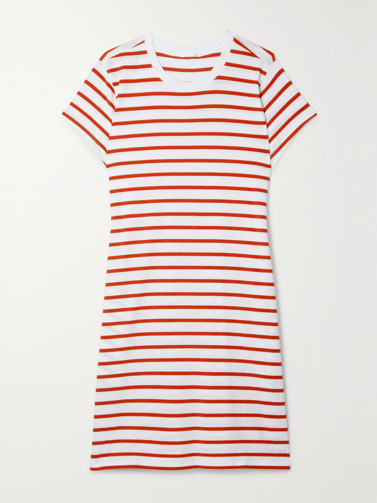 Skin - Madina Striped Stretch Organic Pima Cotton And Modal-blend Nightdress - Red