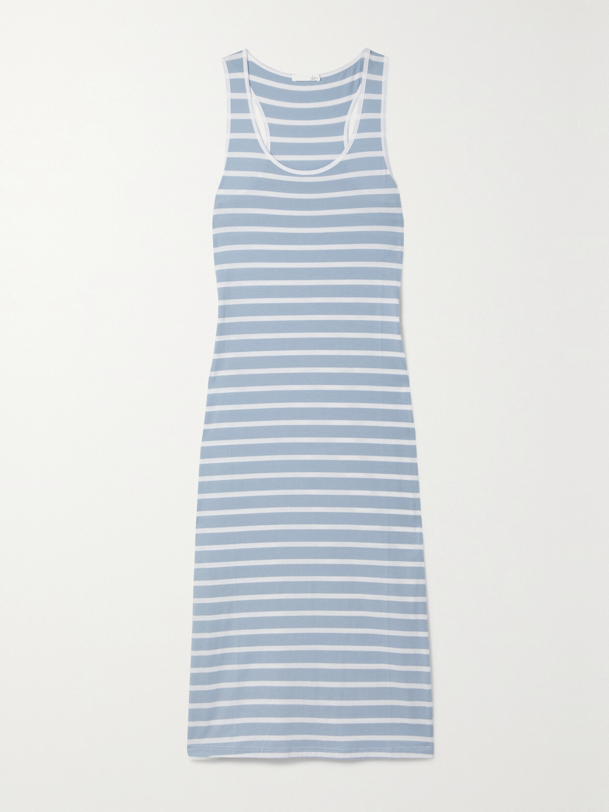 Skin Madilyn Striped Stretch-pima Cotton And Modal-blend Jersey Dress In Blue