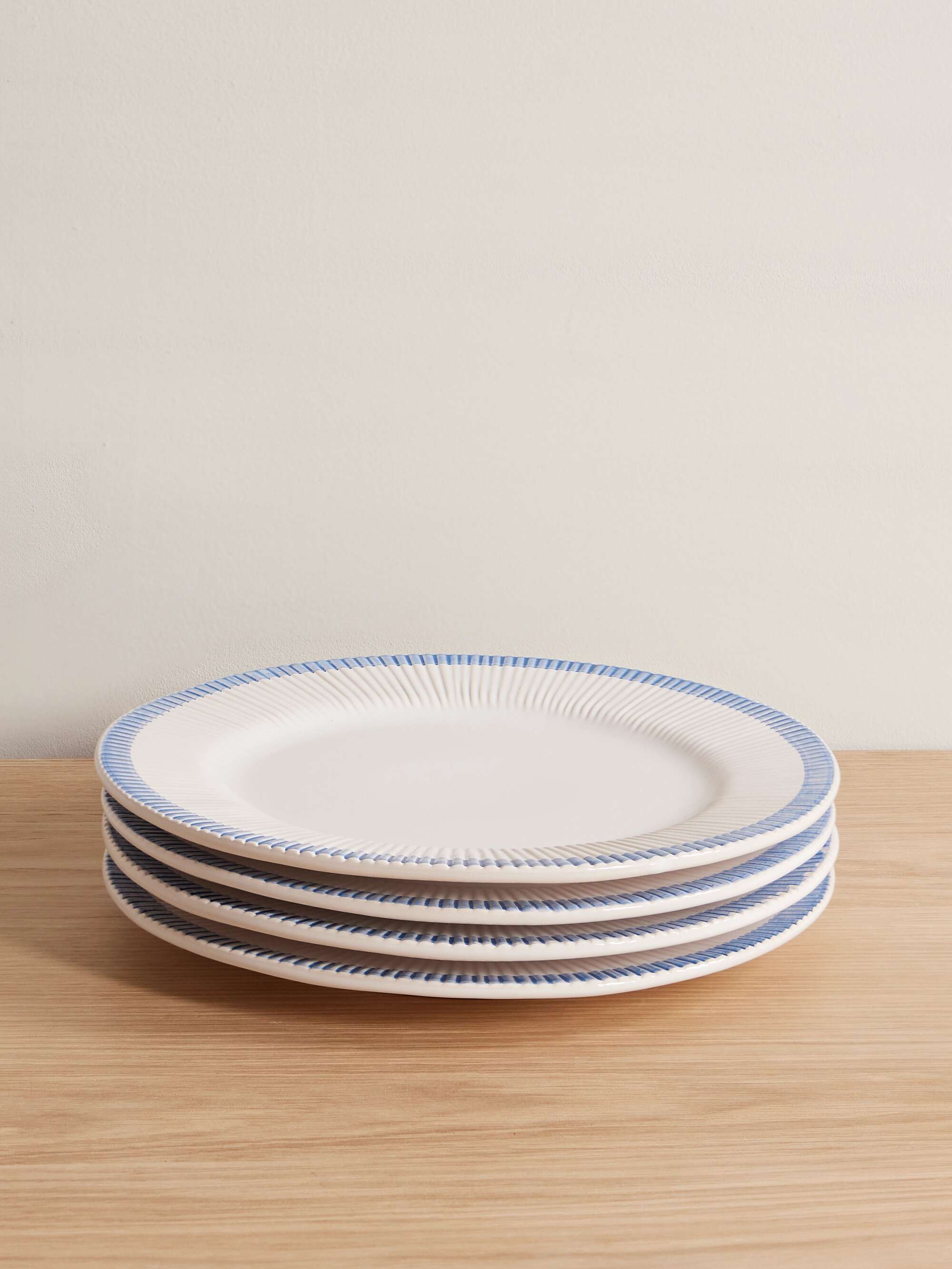 SOHO HOME Claudine set of four striped ceramic dinner plates NETAPORTER