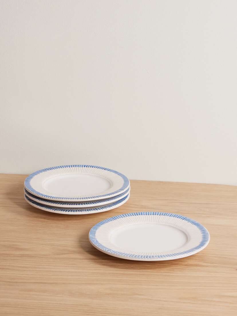Soho Home Claudine Set Of Four Striped Ceramic Side Plates