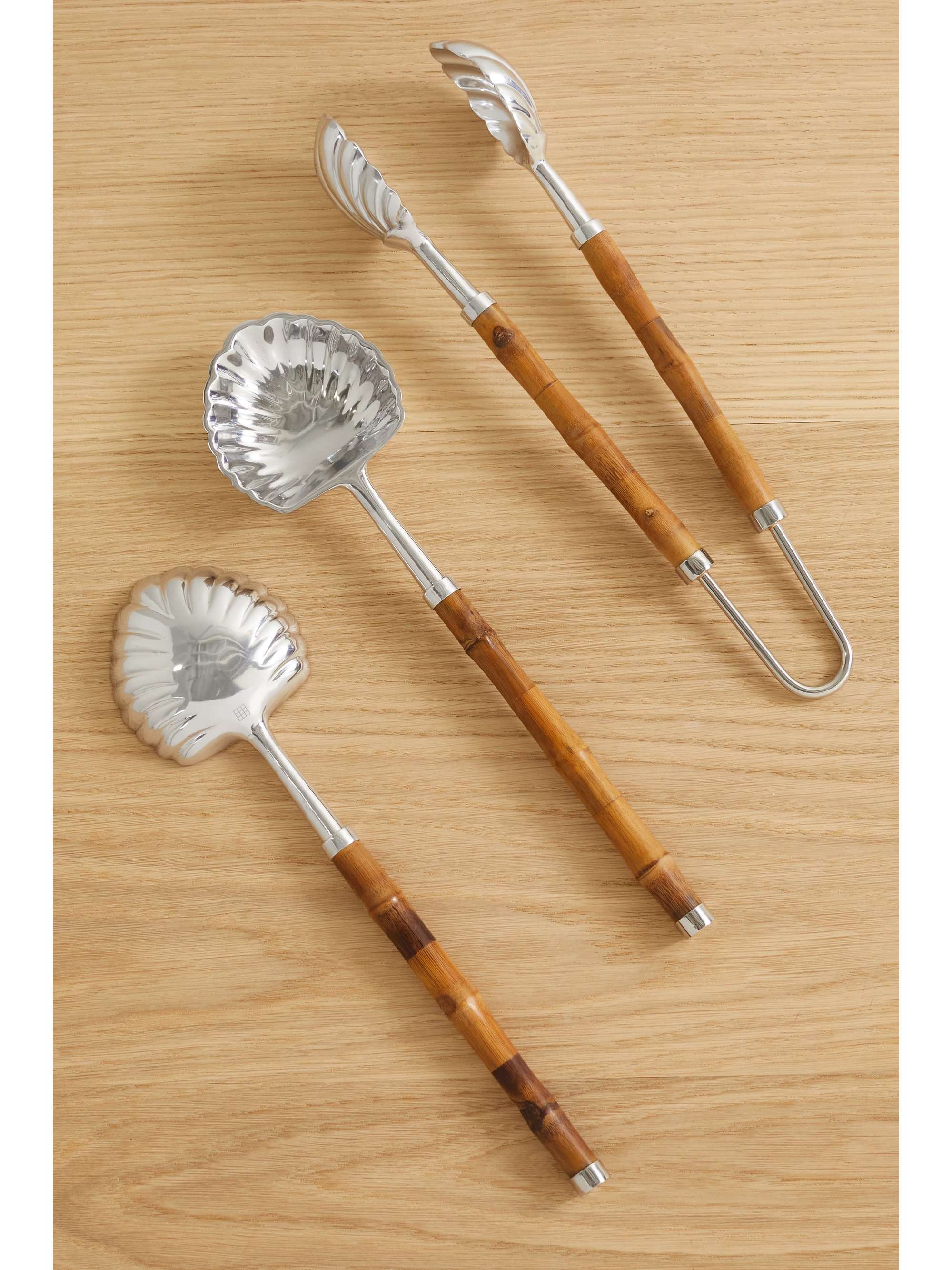 SOHO HOME Masen stainless steel and bamboo serving set | NET-A-PORTER