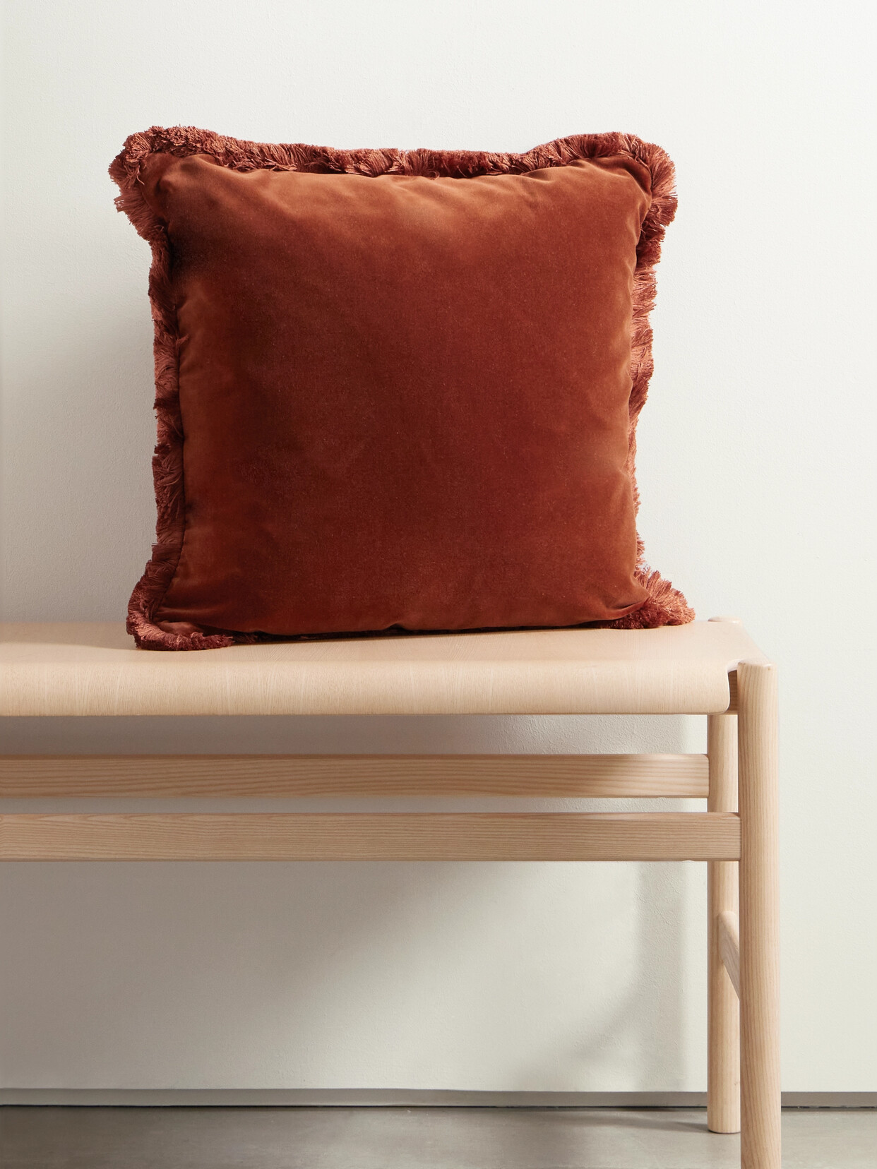 Soho Home - Margeaux Fringed Cotton-blend Velvet Pillow - Red