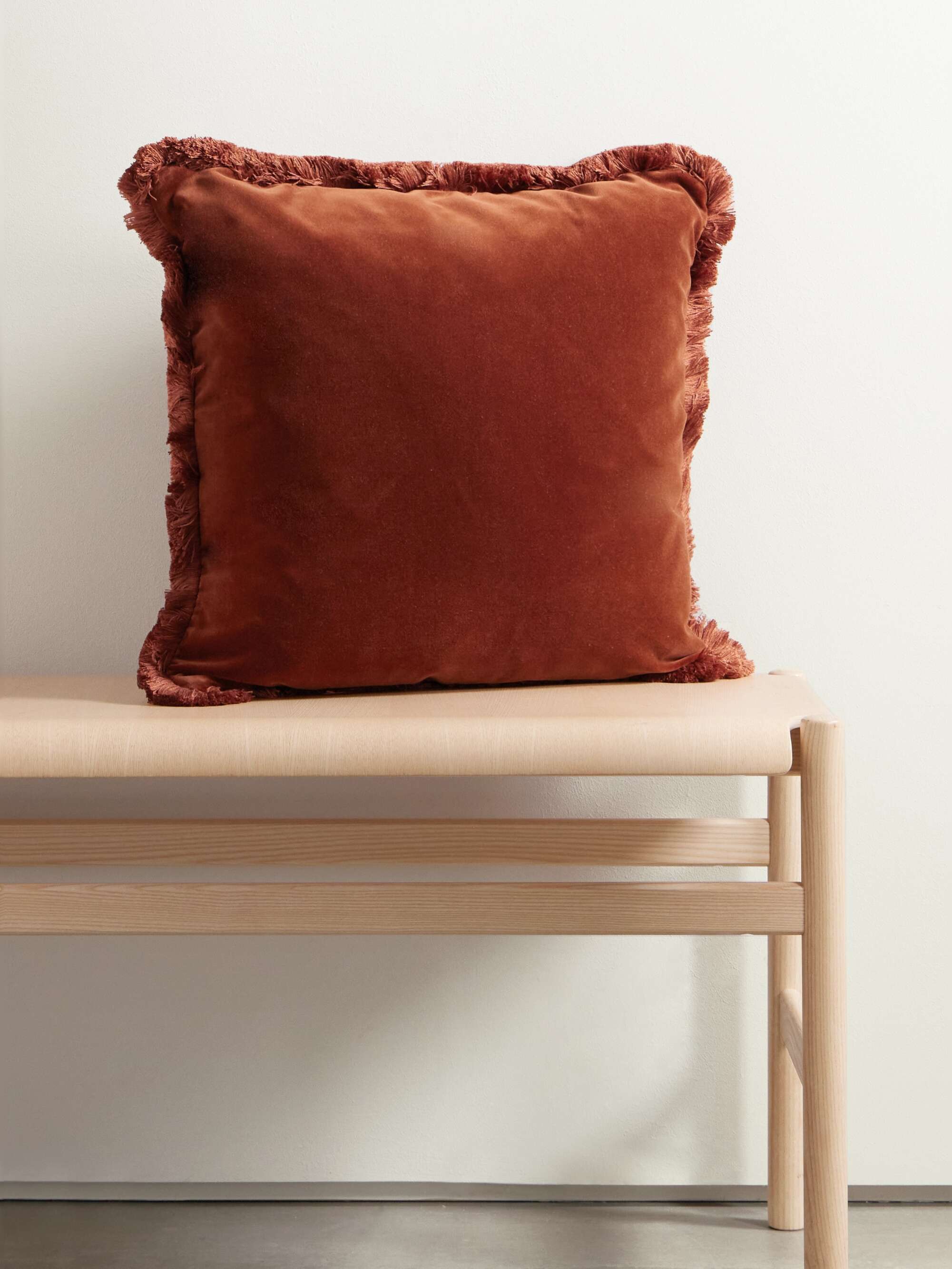 SOHO HOME Margeaux fringed cotton blend velvet pillow NET A PORTER