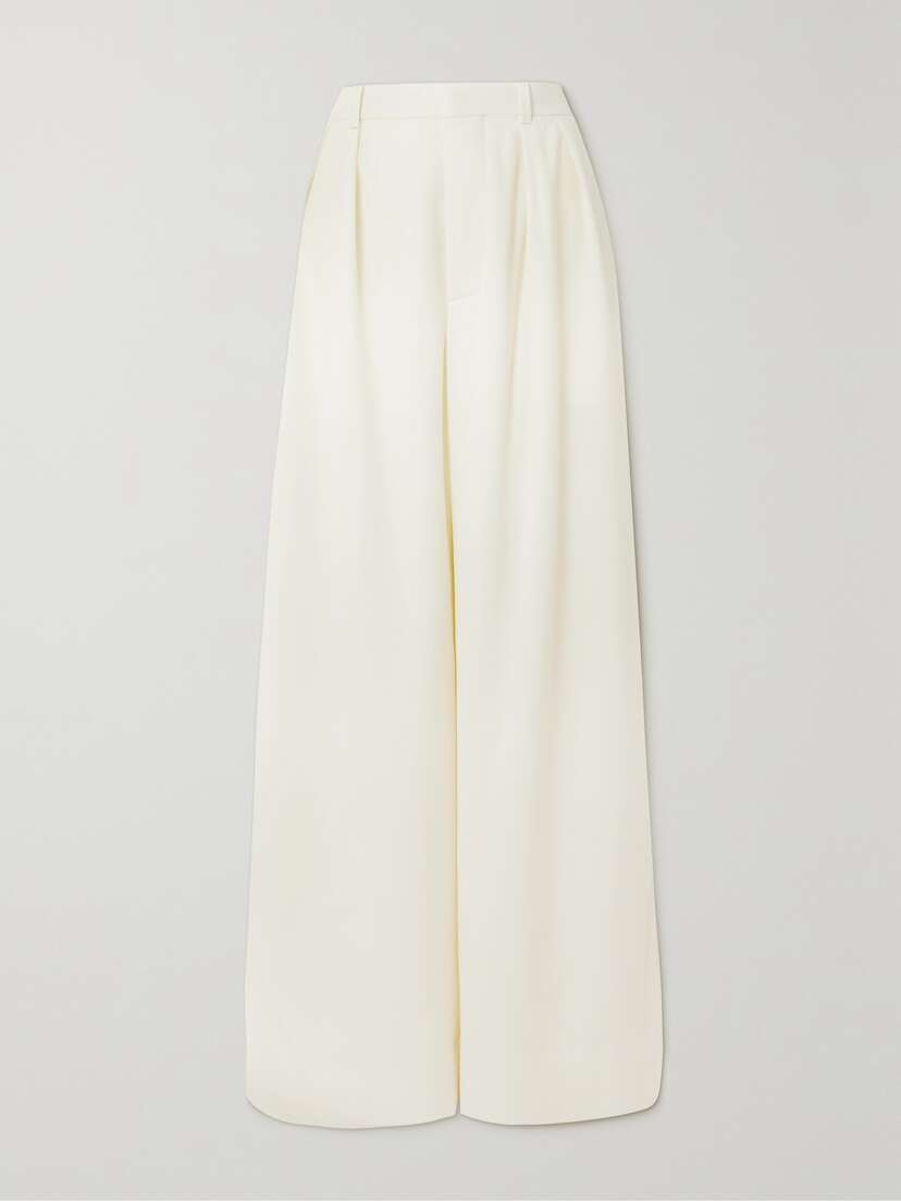 Wardrobe.NYC Pleated Grain De Poudre Wool Wide-leg Pants