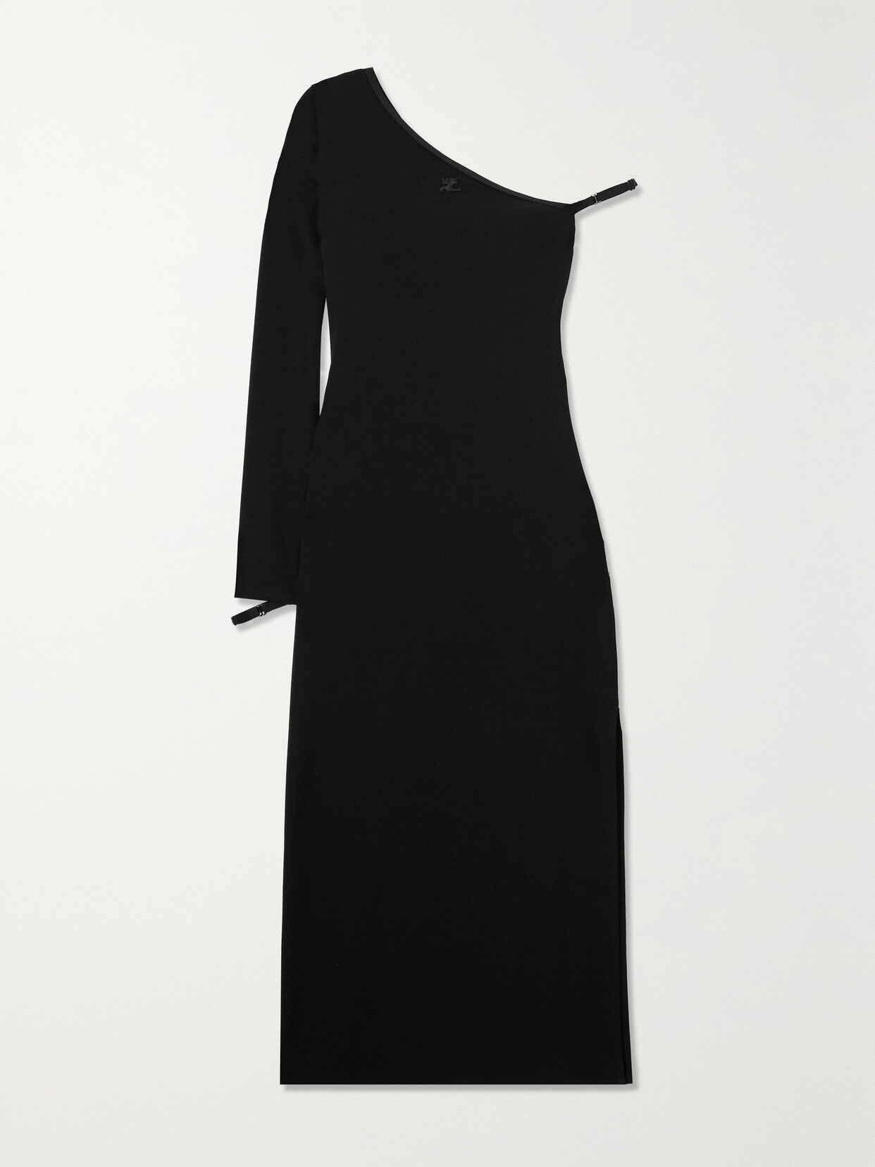 COURREGES - One-shoulder Stretch-knit Midi Dress - Black