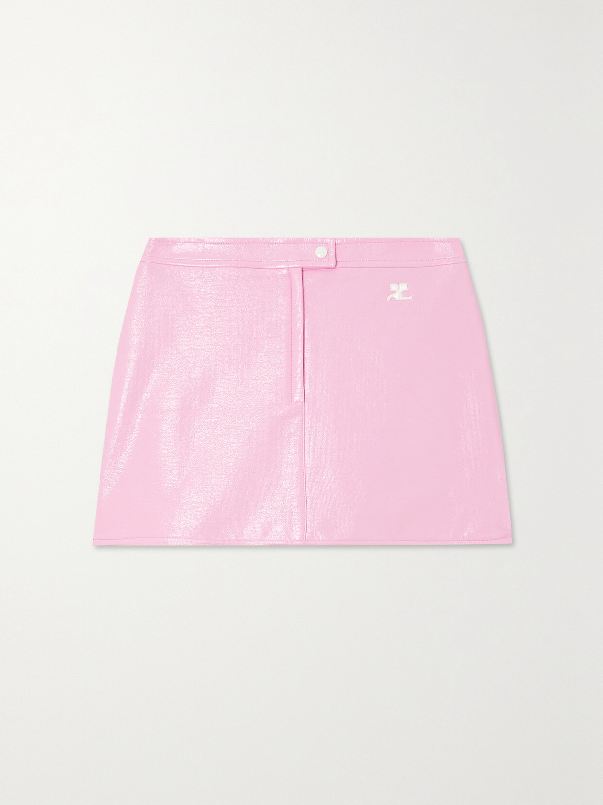 COURREGES - Appliquéd Cotton-blend Vinyl Mini Skirt - Pink