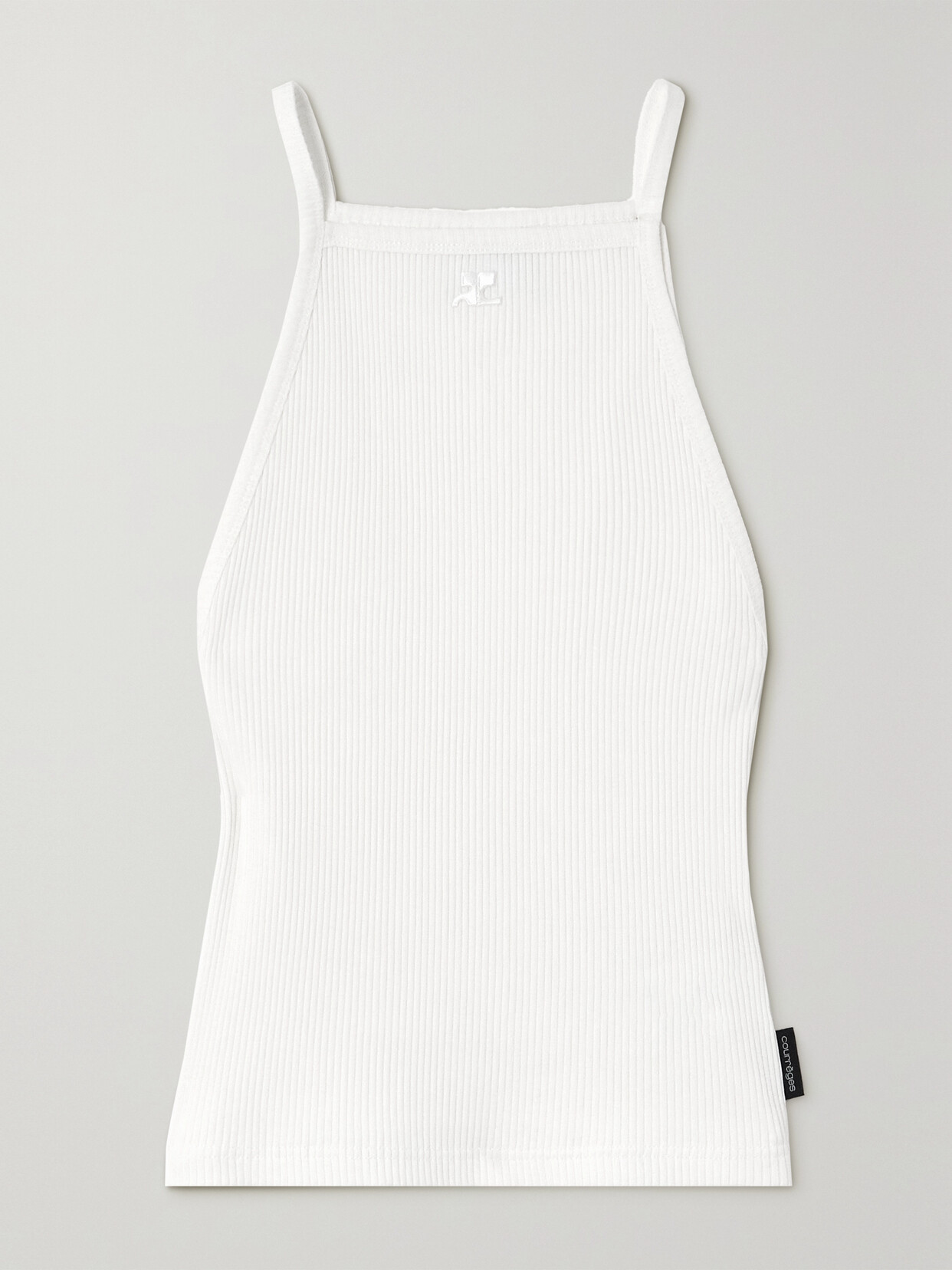 COURREGES - Ribbed Stretch-cotton Tank - White