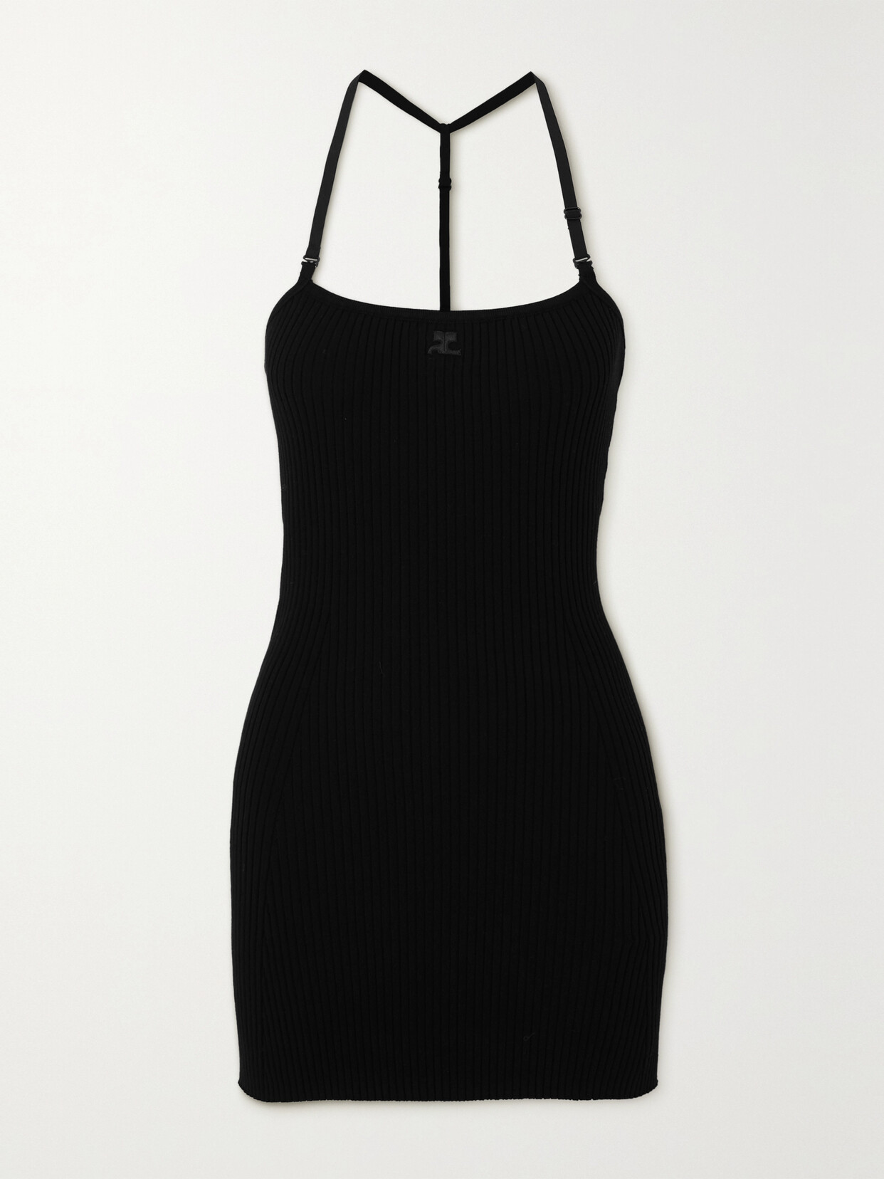 COURREGES - Ribbed-knit Mini Dress - Black