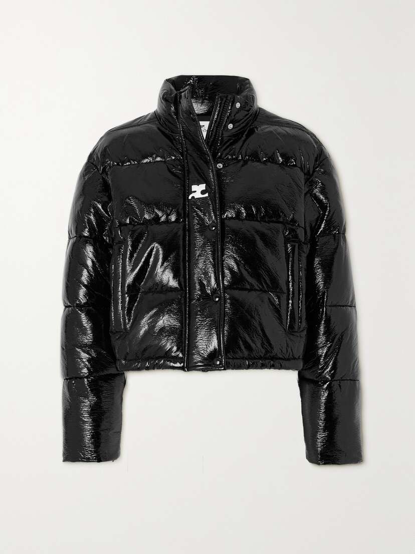 Courrèges Cropped Appliquéd Quilted Vinyl Jacket