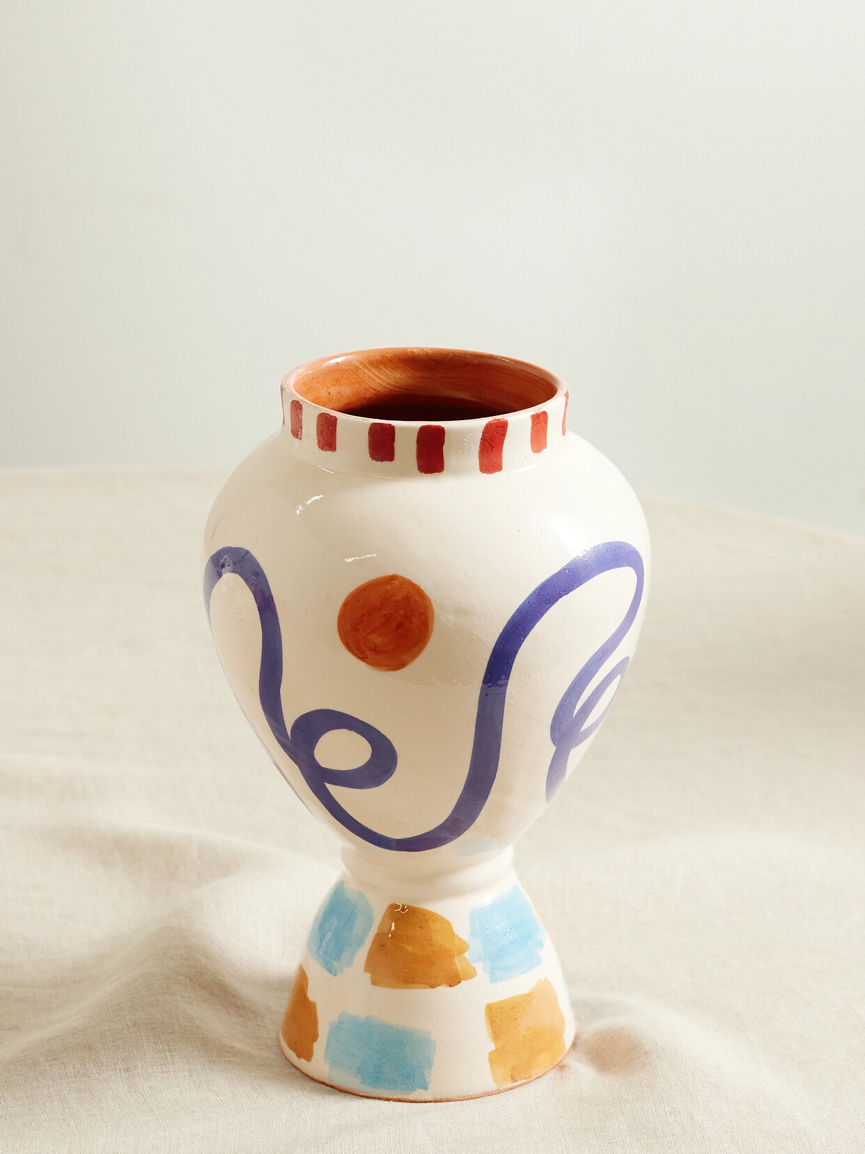 LRNCE - Mimi Painted Terracotta Vase - Off-white