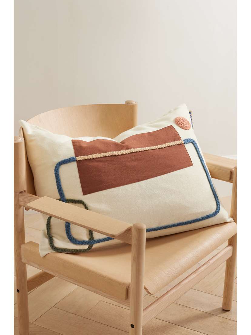 LRNCE Nanou Embroidered Wool And Cotton Pillowcase