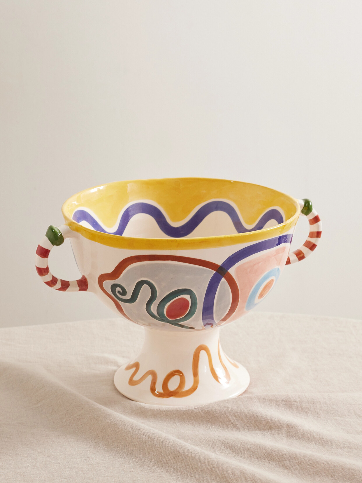LRNCE - Rhidaa Painted Terracotta Fruit Bowl - White
