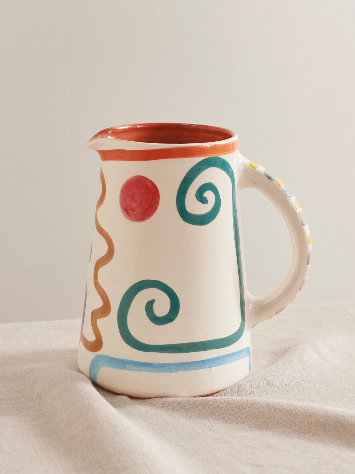 LRNCE - Daliaa 1 Painted Terracotta Jug - White
