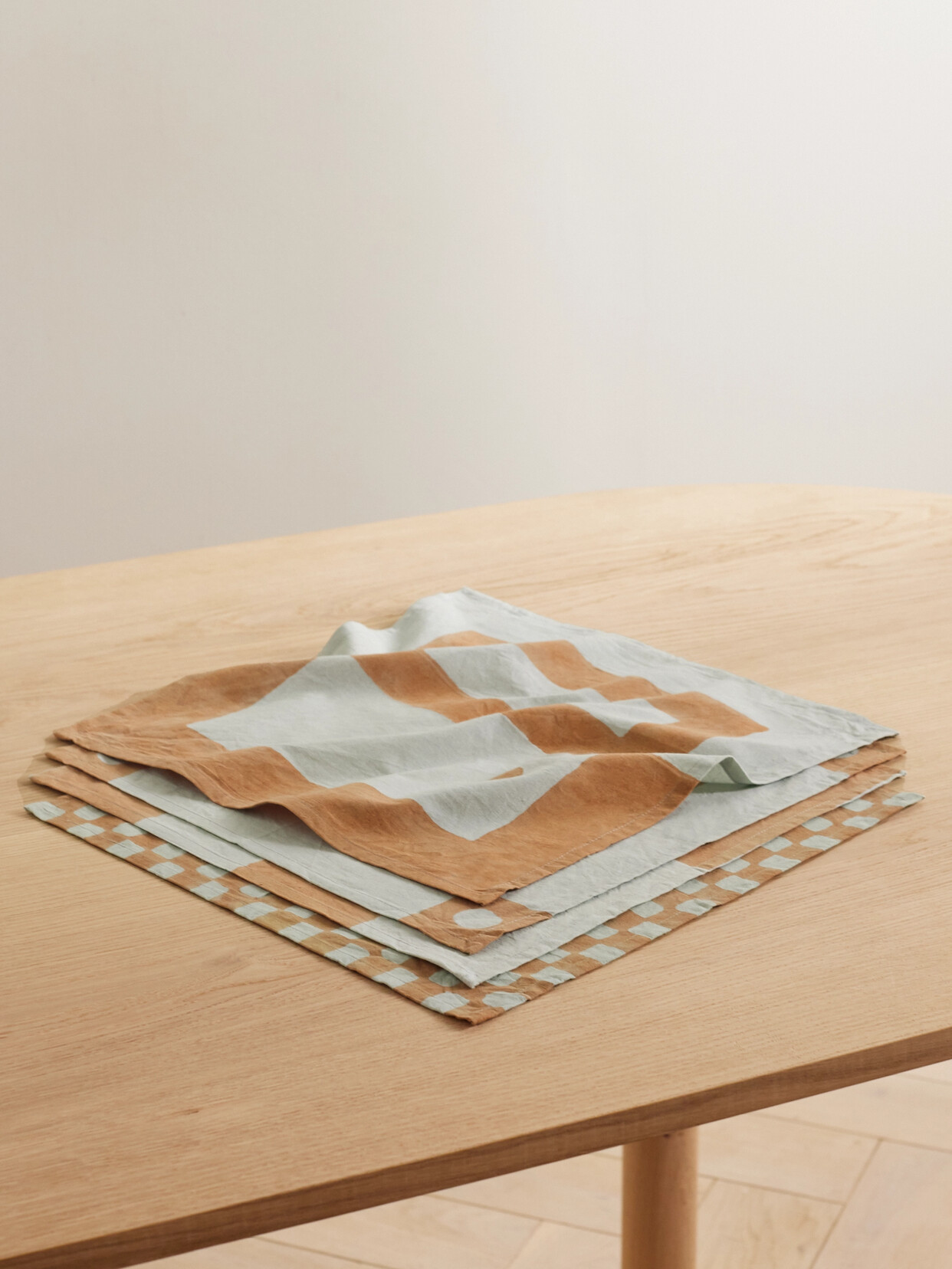 LRNCE - Bodha Set Of Four Printed Cotton Napkins - Blue