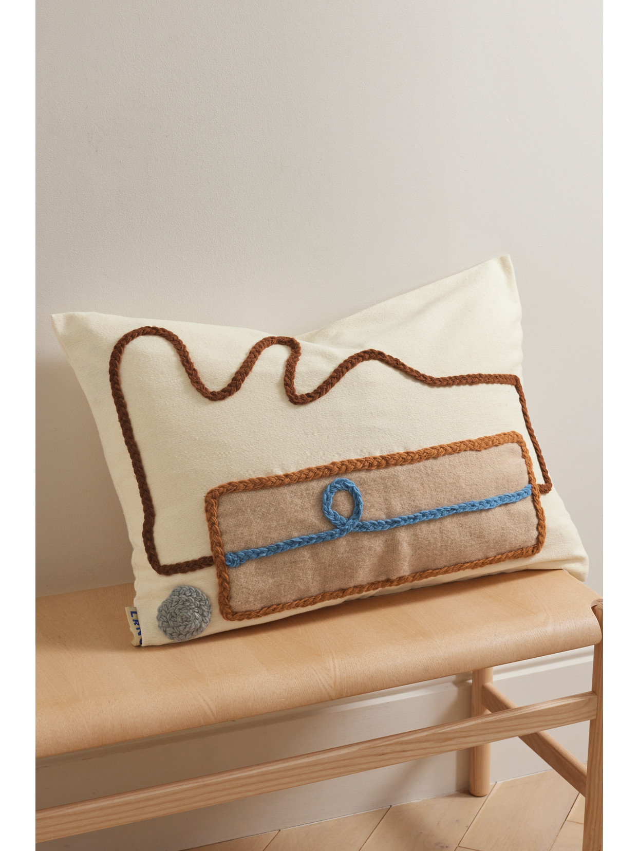 LRNCE - Cy Embroidered Cotton Pillowcase - Cream