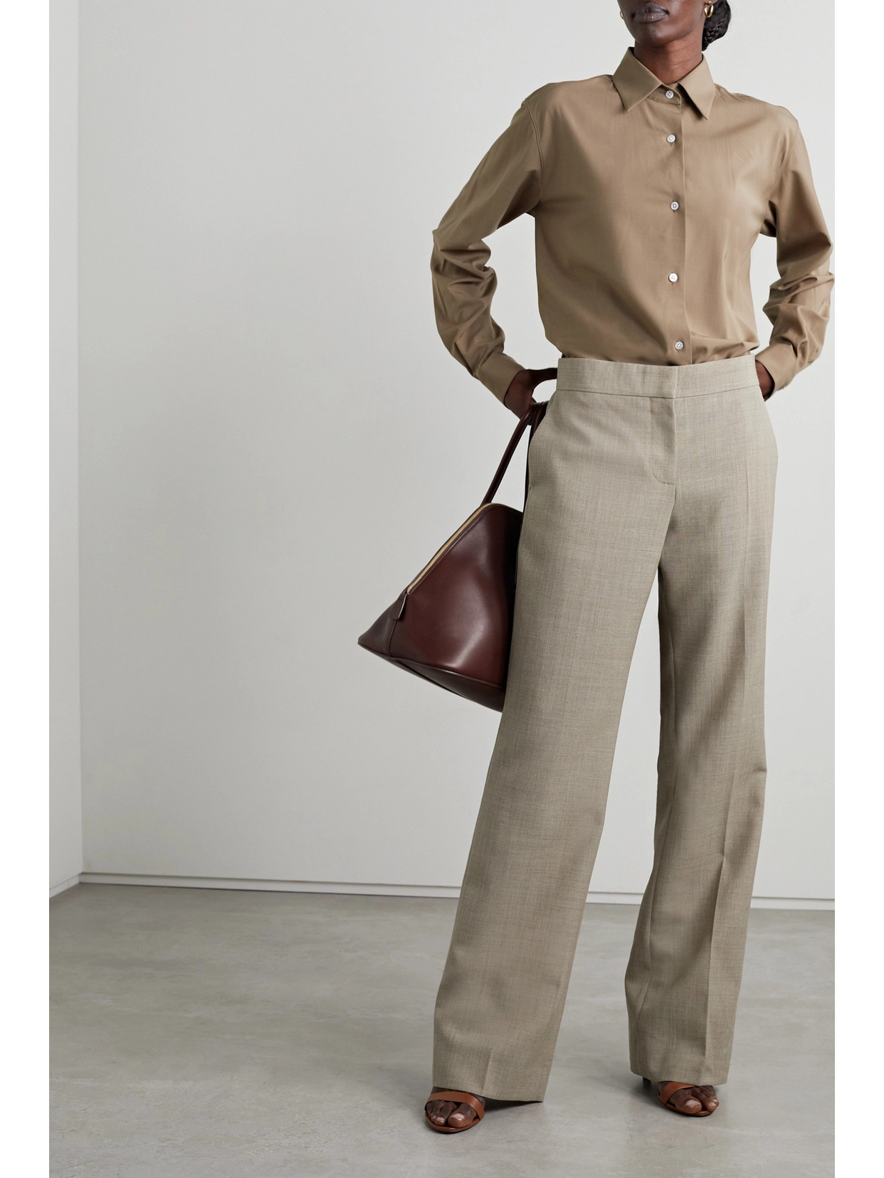 Shop The Row Baer Wool Straight-leg Pants In Neutrals