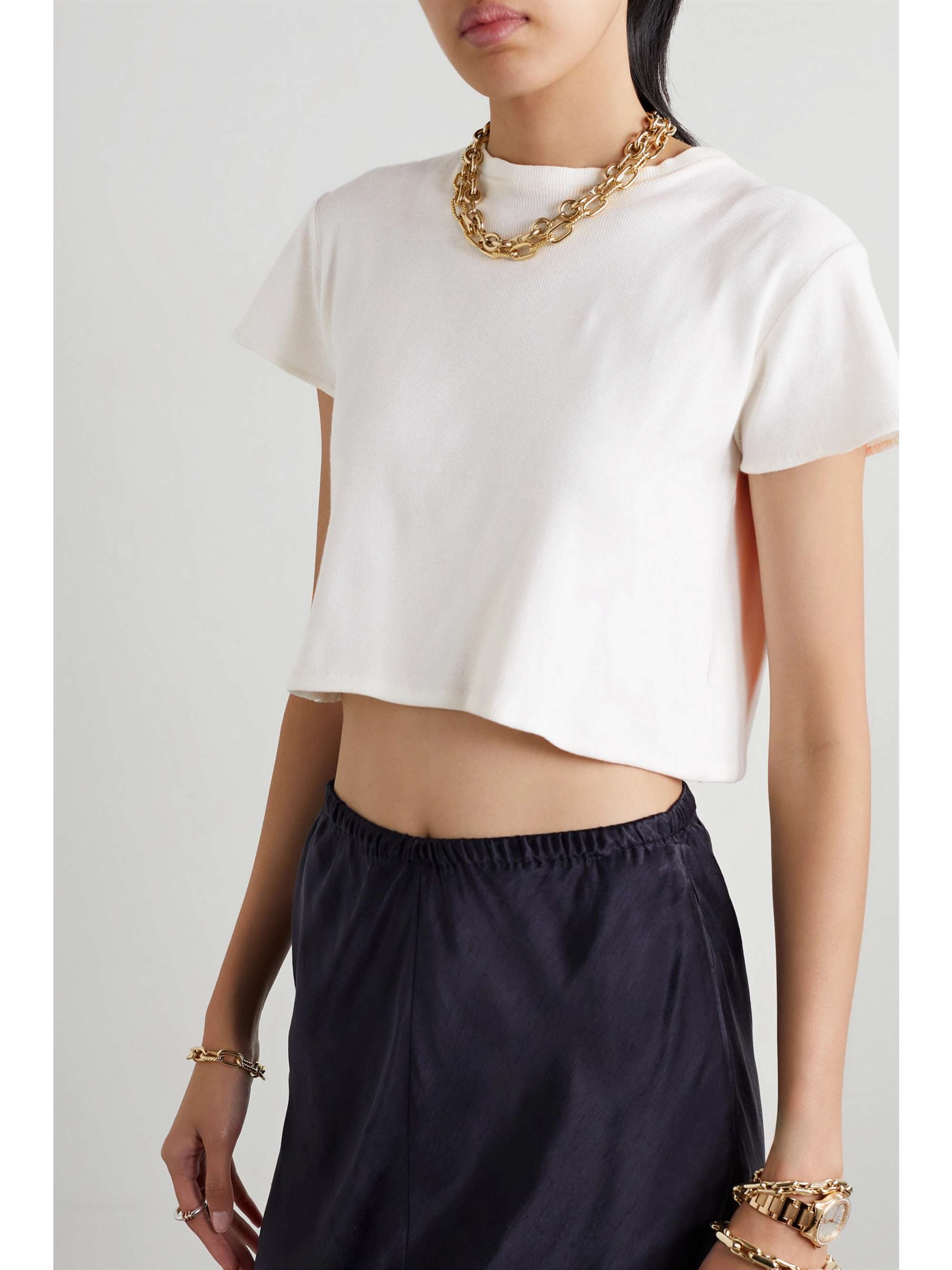 THE ROW Fedras cropped cottonblend jersey Tshirt NETAPORTER