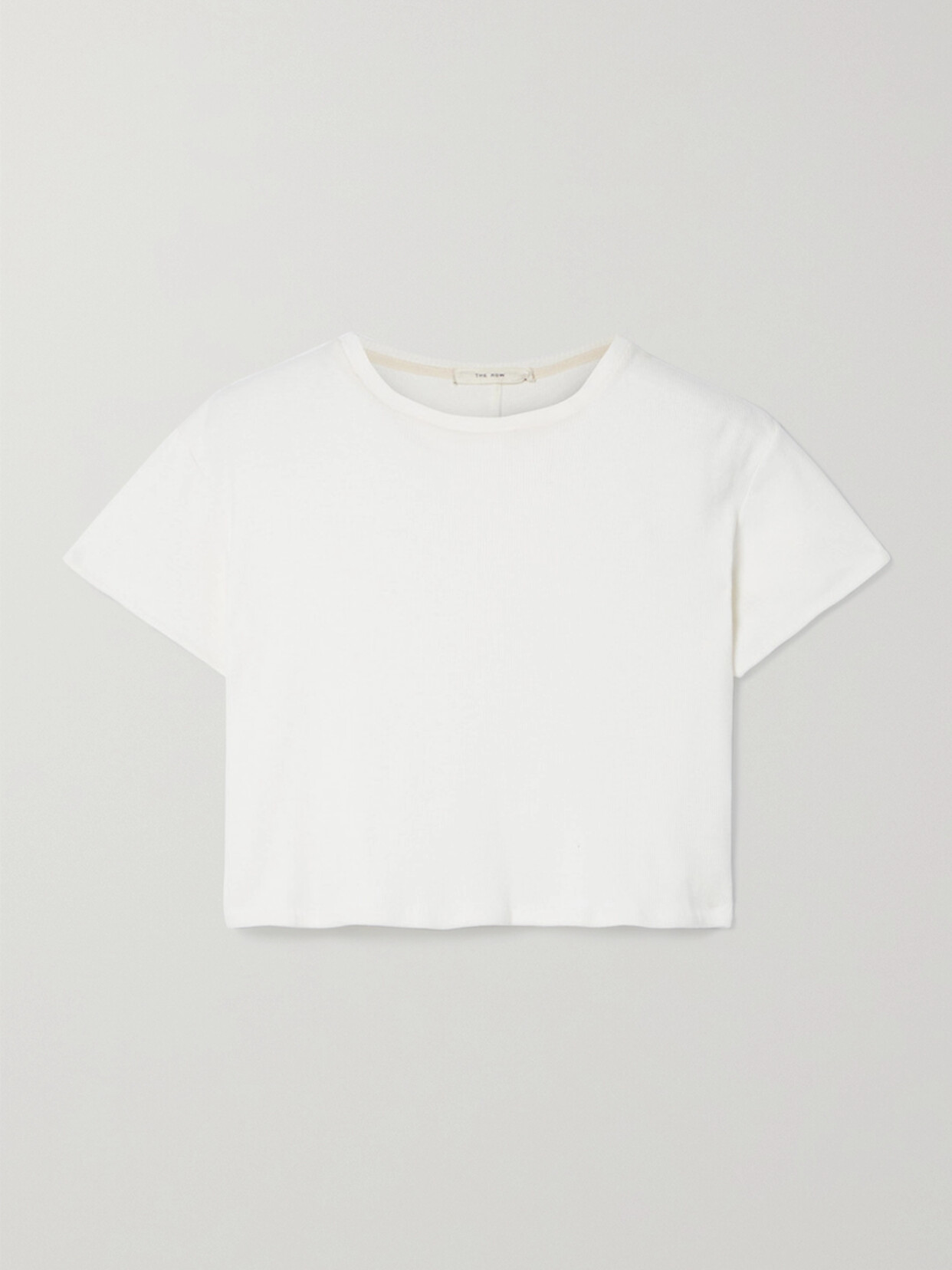 The Row Fedras Cropped Cotton-blend Jersey T-shirt In White